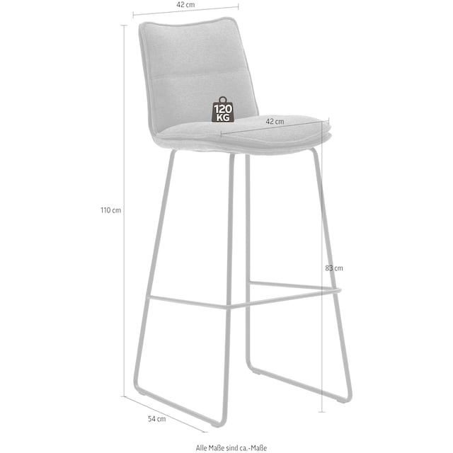 MCA furniture Barhocker »Hampton«, (Set, 2 St., 2-er), Barstuhl 180°drehbar  mit Nivellierung, bis 120 Kg belastbar | BAUR