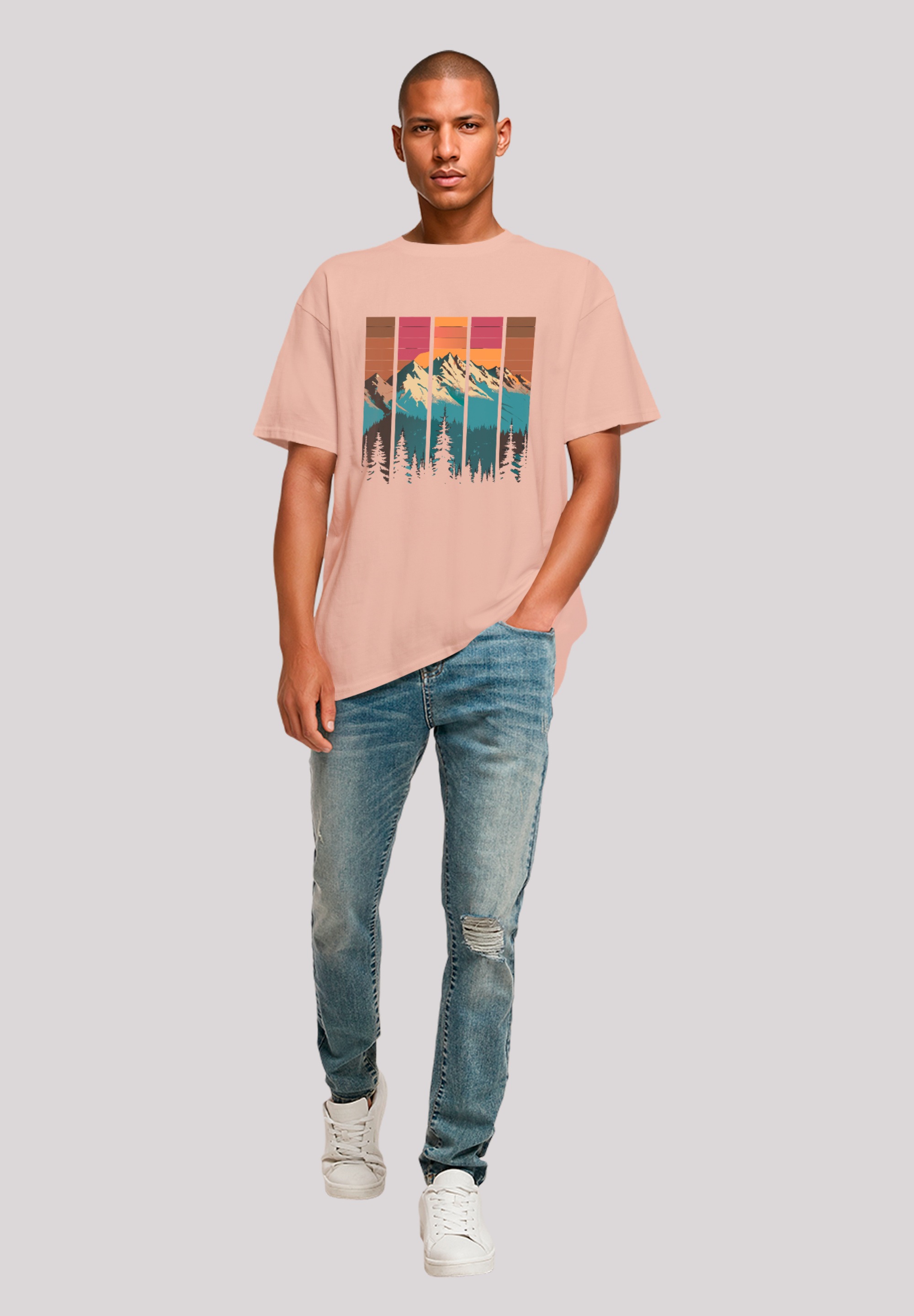 F4NT4STIC T-Shirt »Berg Sonnenuntergang Retro«, Premium Qualität