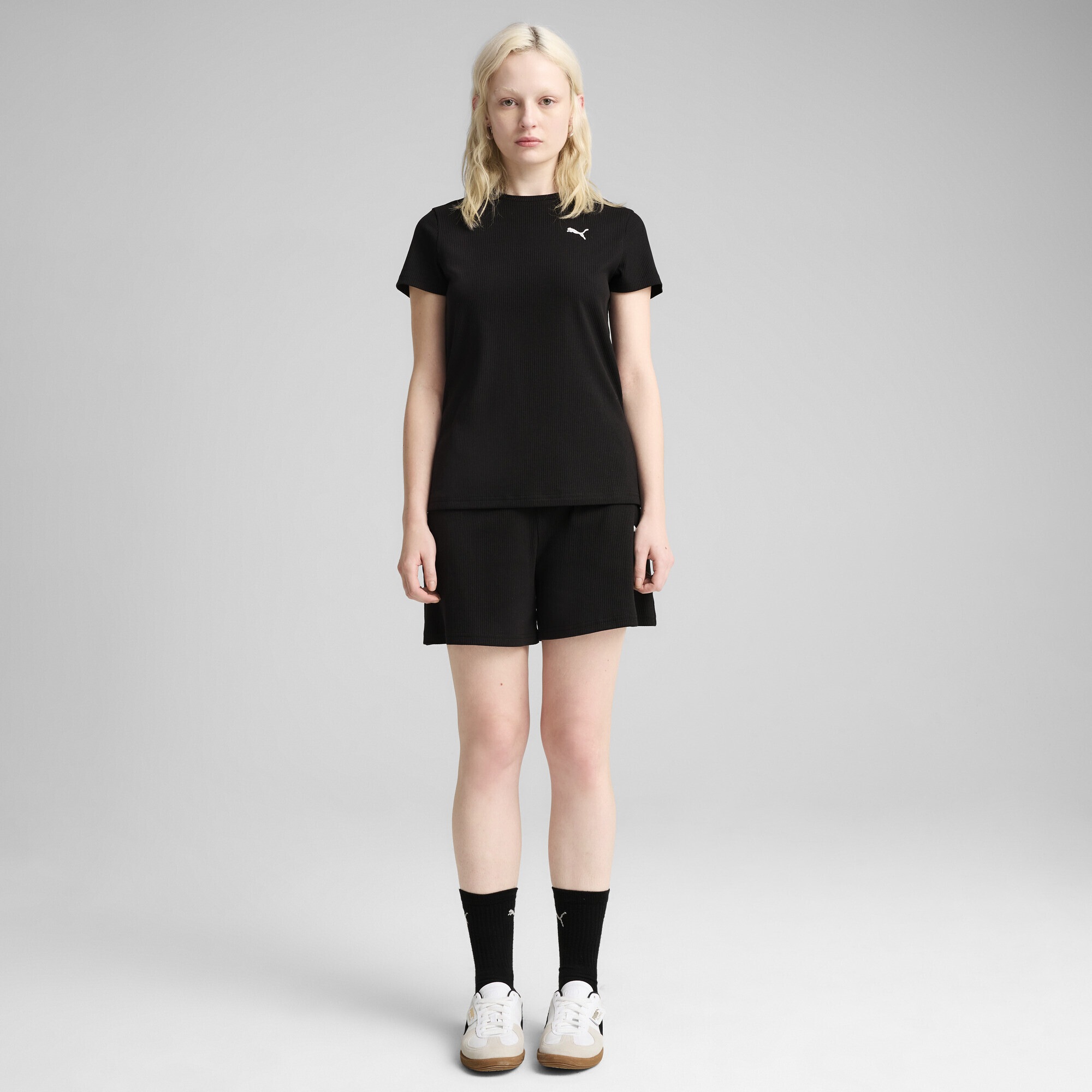 PUMA T-Shirt »ESS ELEVATED Geripptes T-Shirt Damen«