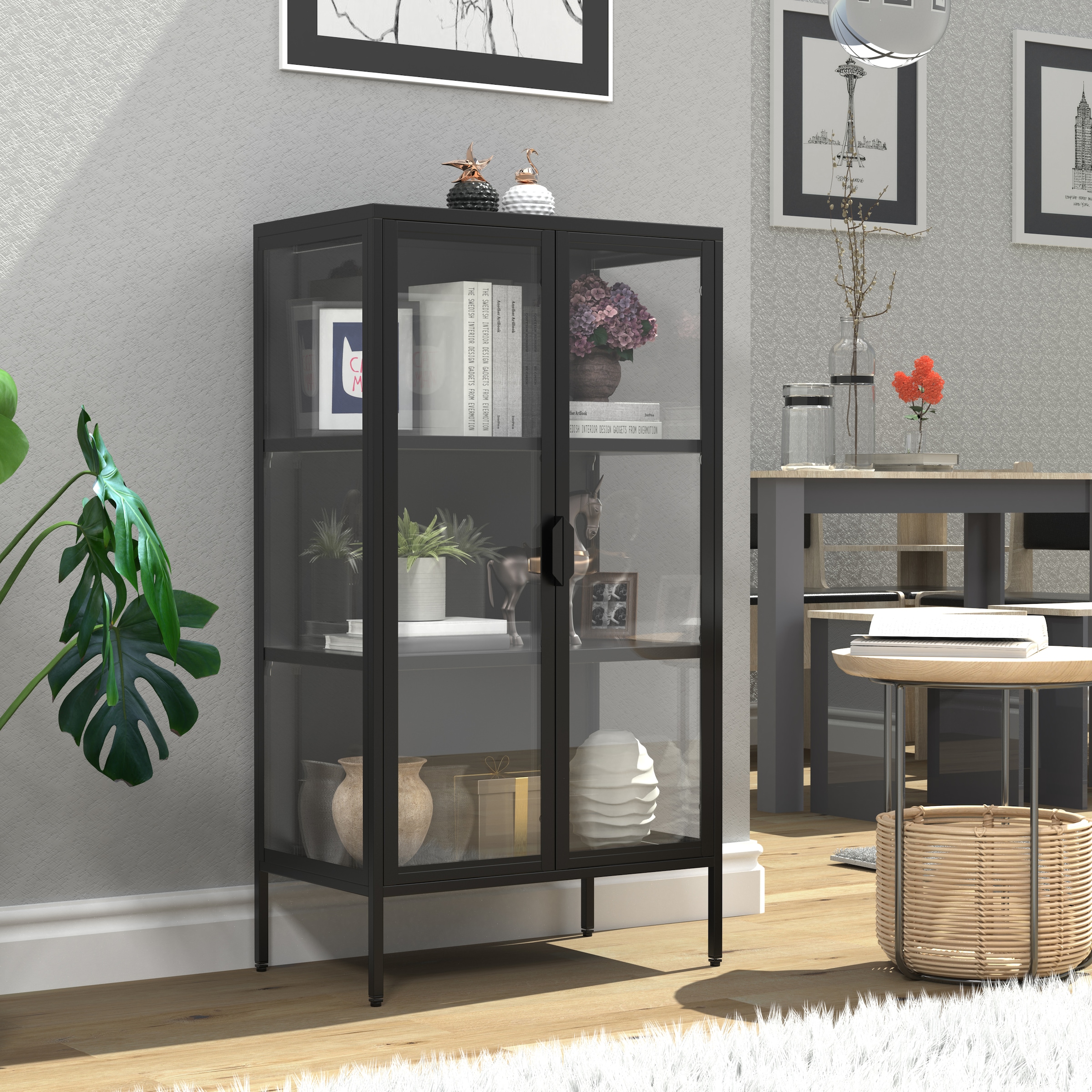 VCM Standvitrine »Stahl Glas Standvitrine Vitrine Schaukasten FlokaM«