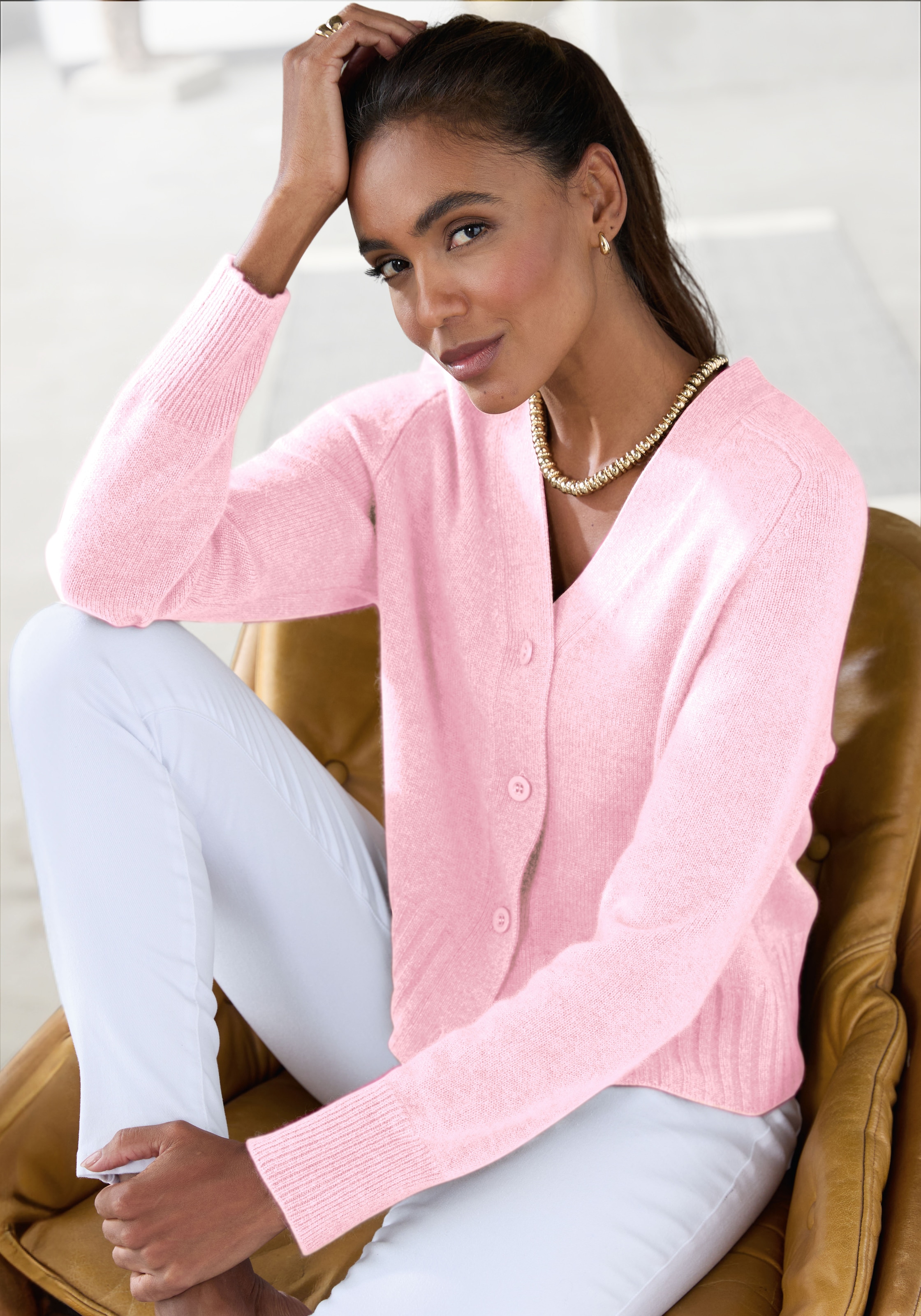 LASCANA, weiche Kaschmirstrickjacke mit V-Ausschnitt günstig online kaufen