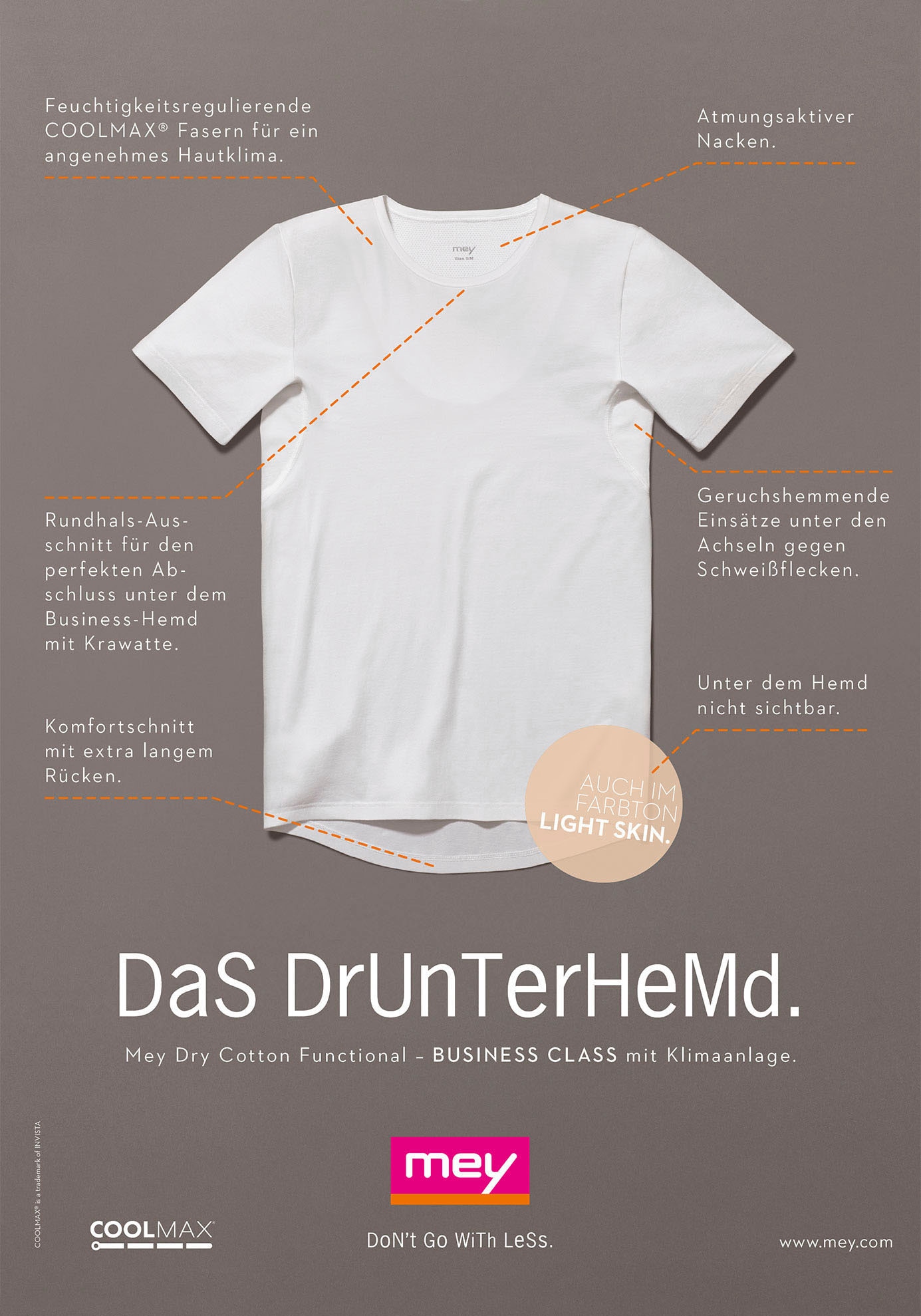 Mey Unterziehshirt »DRY COTTON FUNCTIONAL«, unter dem Businesshemd unsichtbar, Halbarm