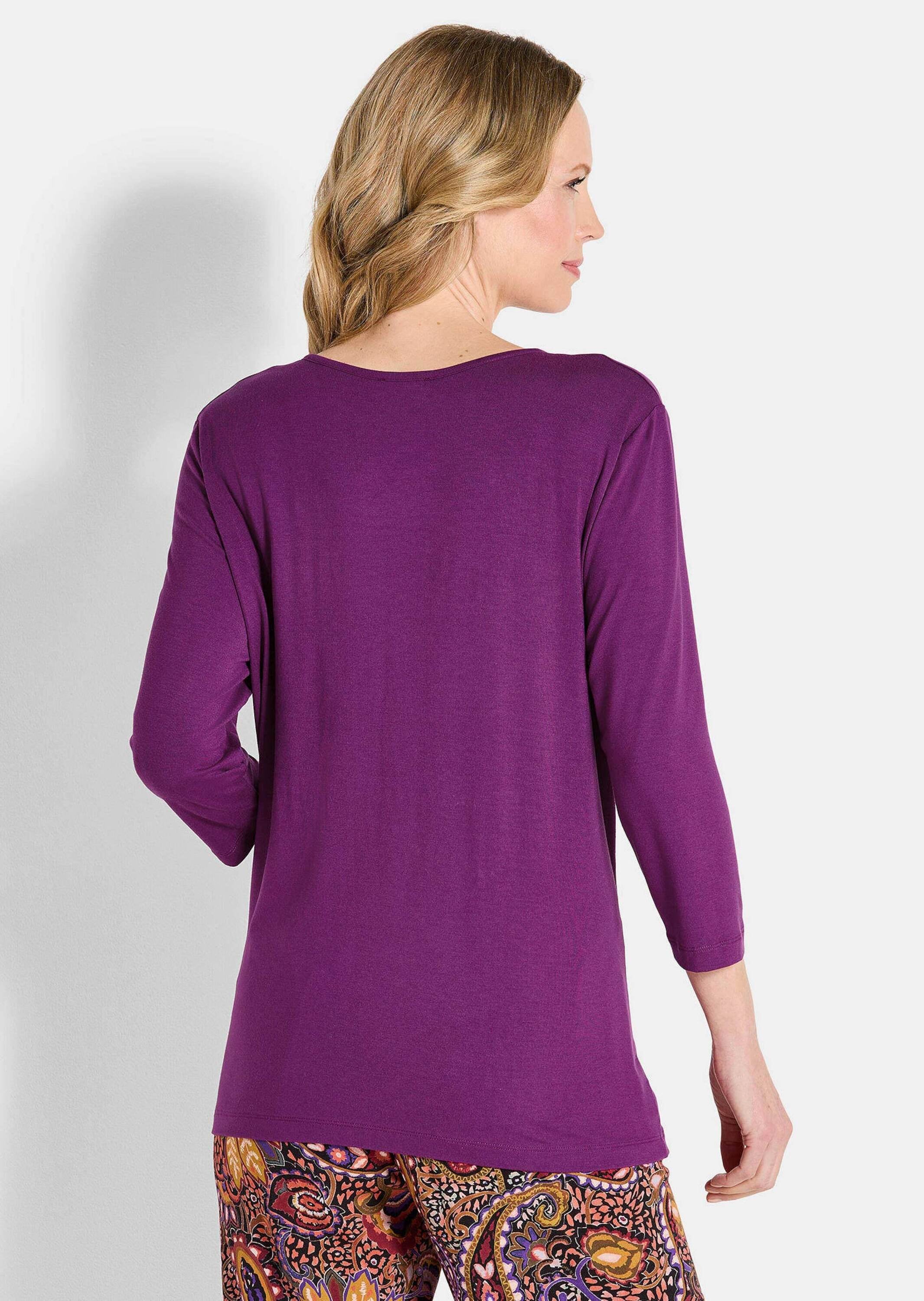 GOLDNER Langarmshirt "Kurzgröße Halbarm Viskose-Oberteil, Rundhals" günstig online kaufen