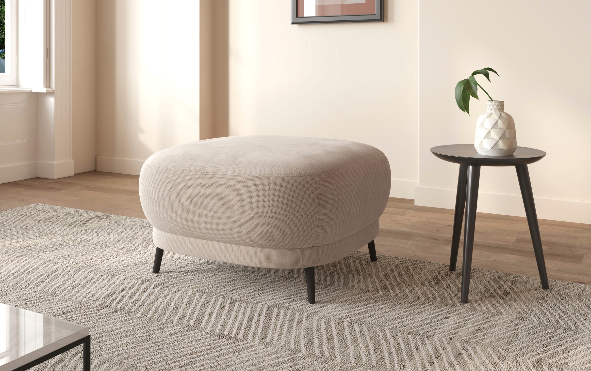 sit&more Polsterhocker »Blues«, mit Metallfüßen, schwarz-matt