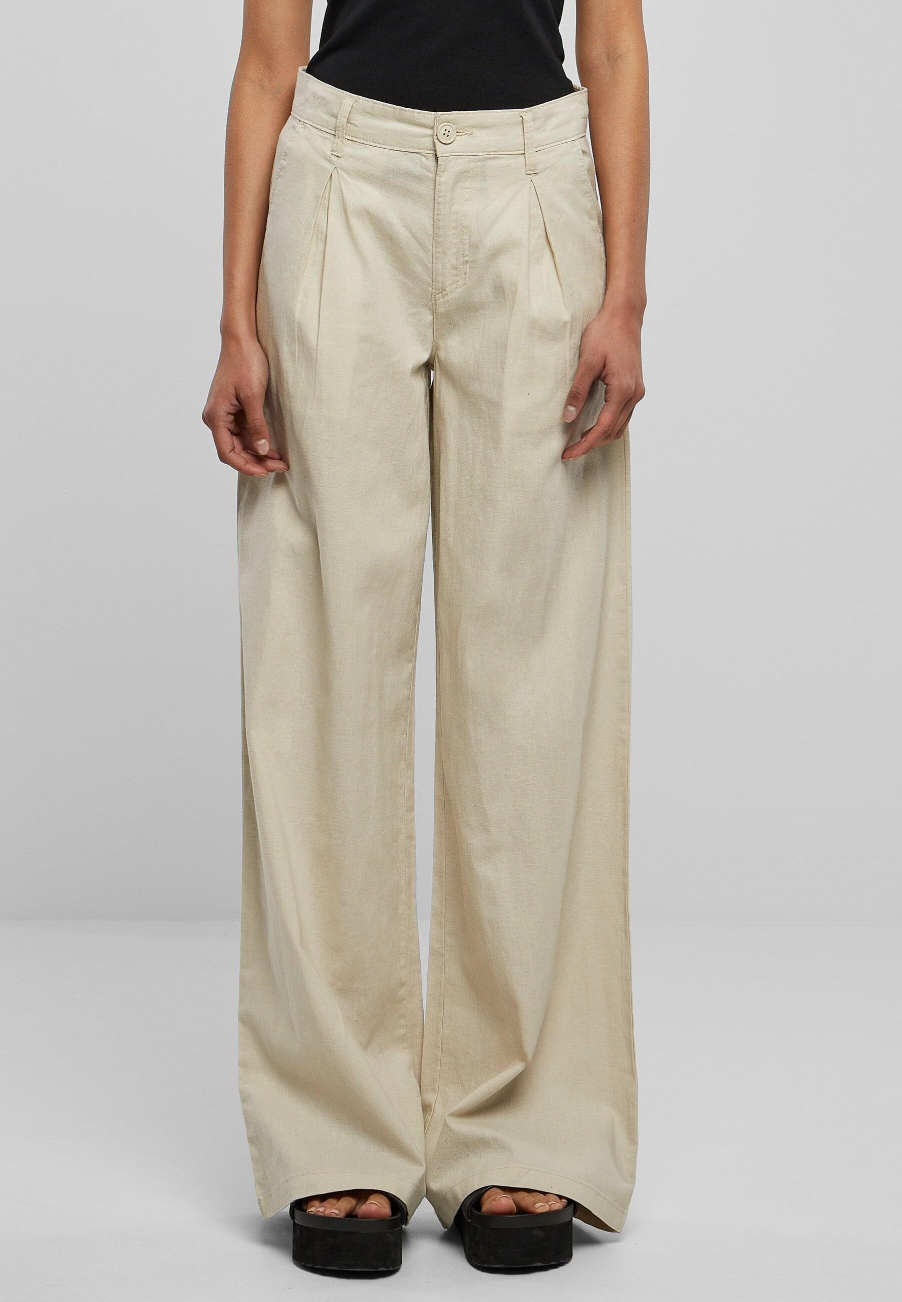 URBAN CLASSICS Stoffhose »Urban Classics Damen Ladies High Linen Mixed Wide Leg Pants«, (1 tlg.)