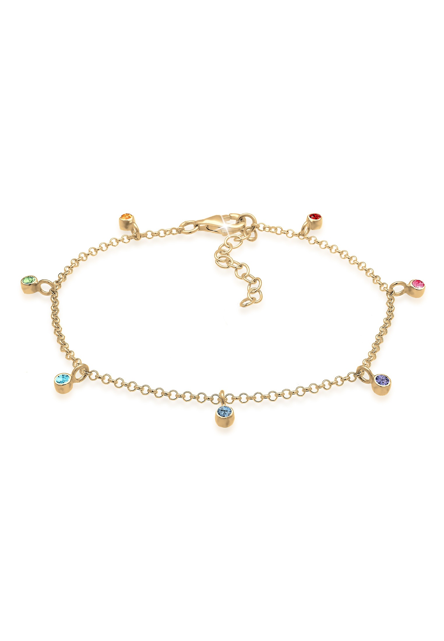 ELLI Damen Armband "Bunt Geo Sommer Kristalle 925 Silber", 16cm,mit Steinen, Silber 925 (Sterlingsilber)gold, hellgrün, Silber 925 (Sterlingsilber),