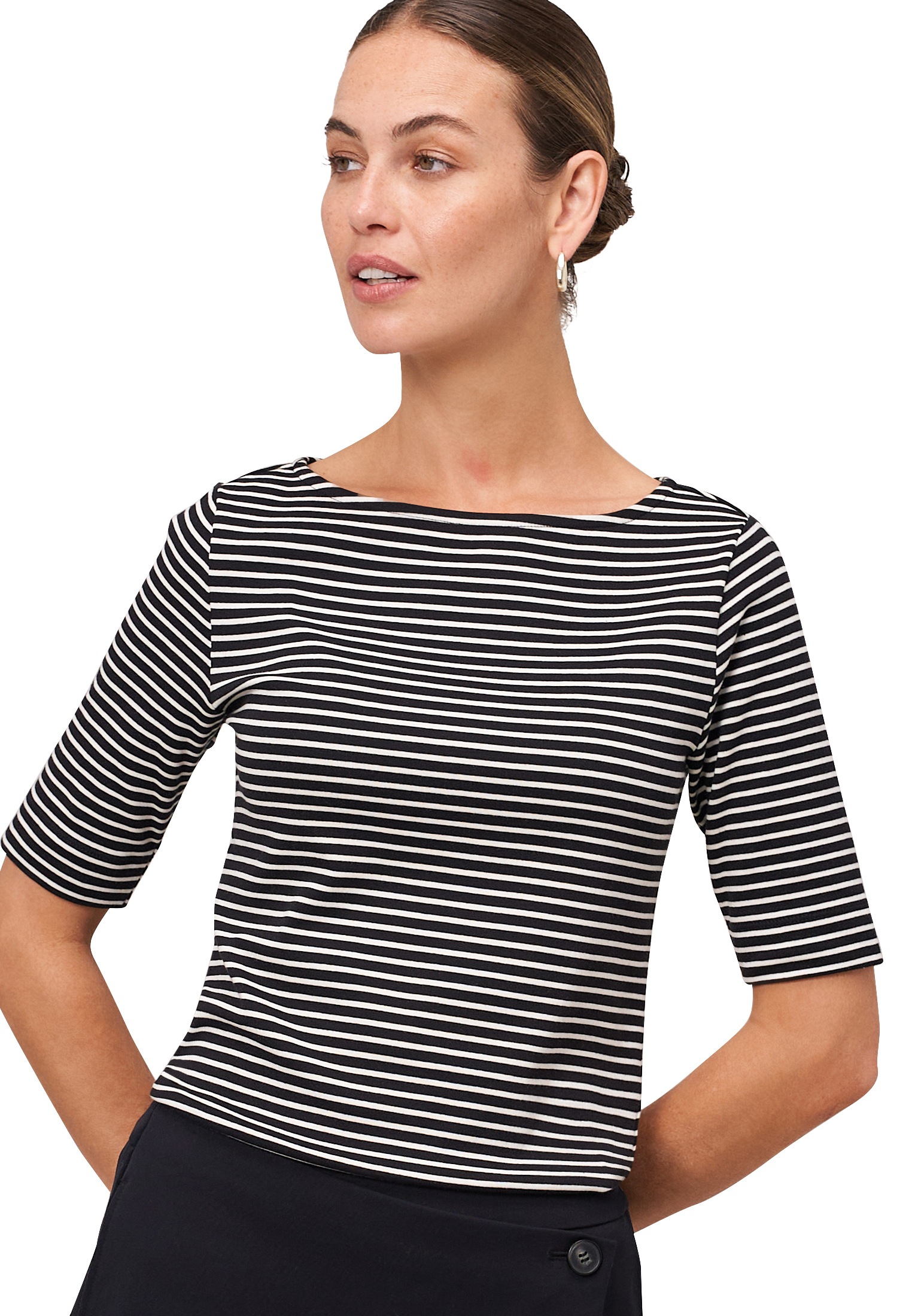 Zero Kurzarmshirt "zero Damen Ringelshirt mit U-Boot Ausschnitt", (1 tlg.), günstig online kaufen