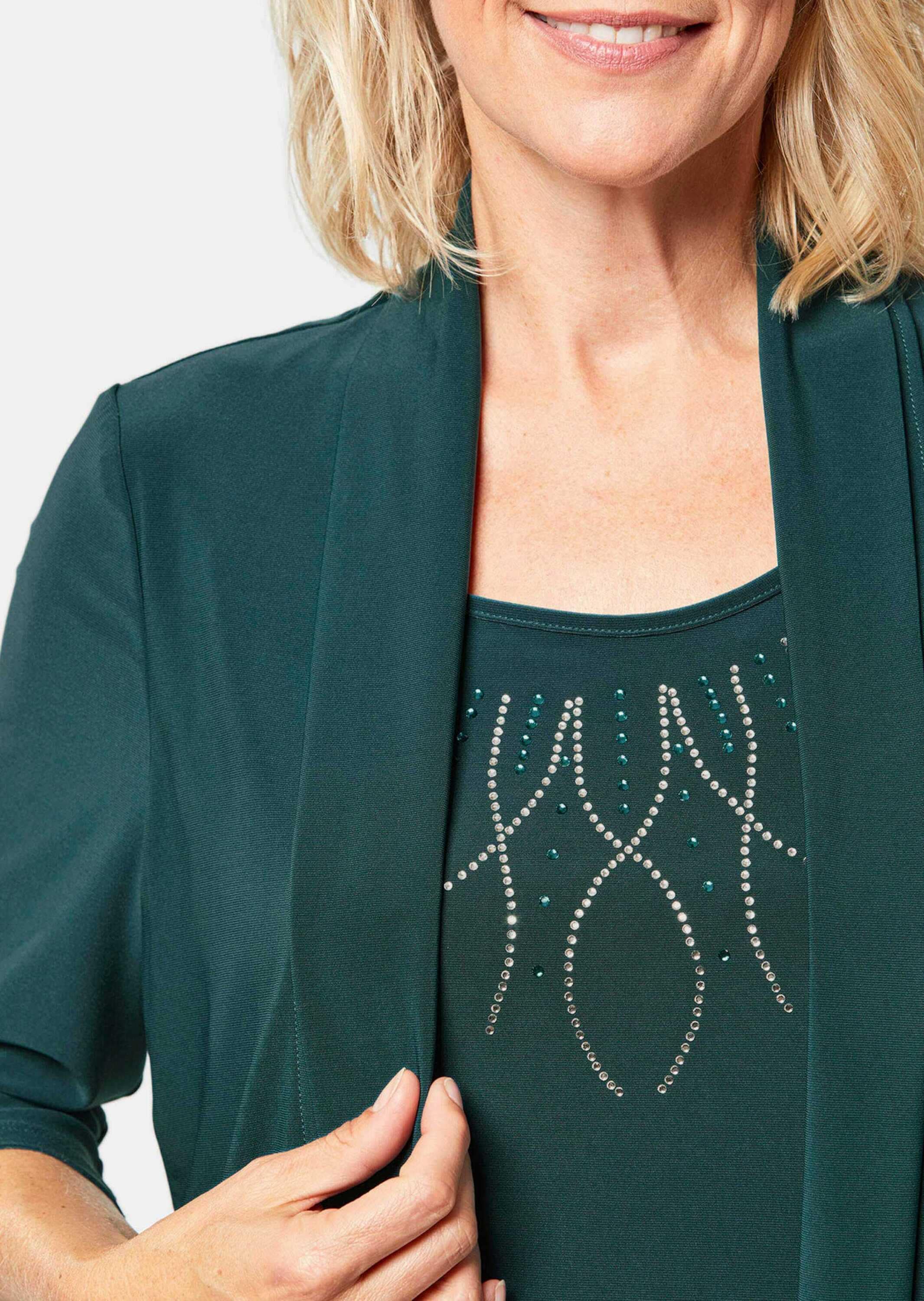 GOLDNER 3/4-Arm-Shirt »Shirt in Setoptik Shirt in Setoptik mit funkelnder Applikation«