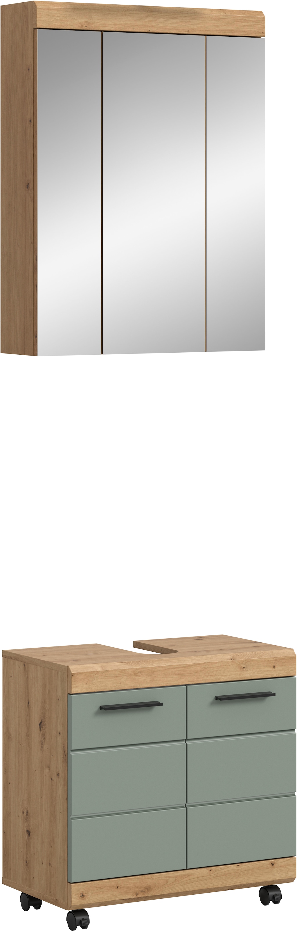 welltime "SIENA, 2 tlg., Waschbeckenunterschrank auf Rollen & Spiegelschrank" TOPSELLER, 2 Stk. tlg.