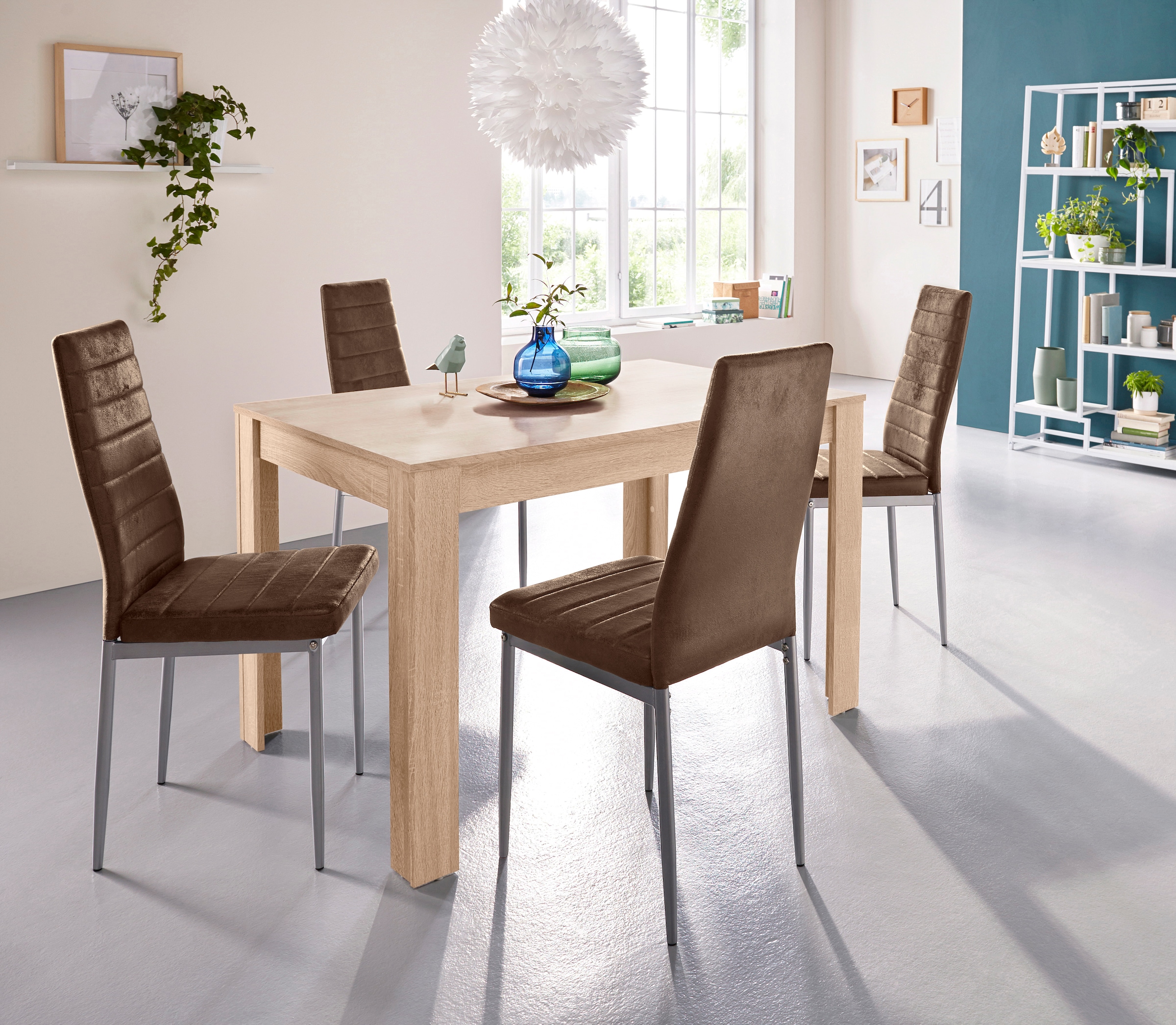 INOSIGN Essgruppe "mit Tisch und 4 Stühlen", (Set, 5 tlg.), Tischbreite 120 cm Esszimmer Set, Tischgruppe