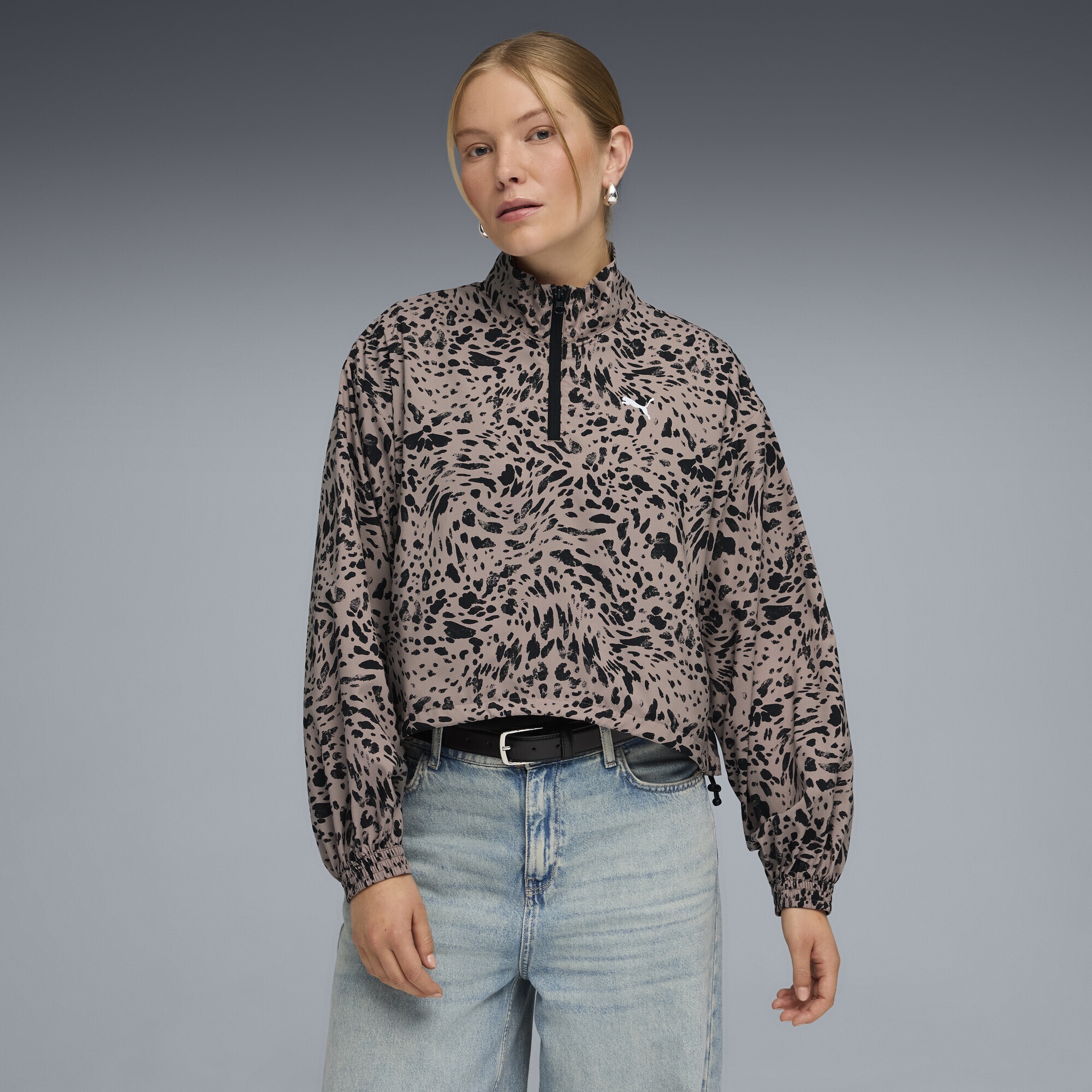 PUMA Trainingsjacke »Essentials Relaxed Bedruckte Jacke mit Reißverschluss bis zum«