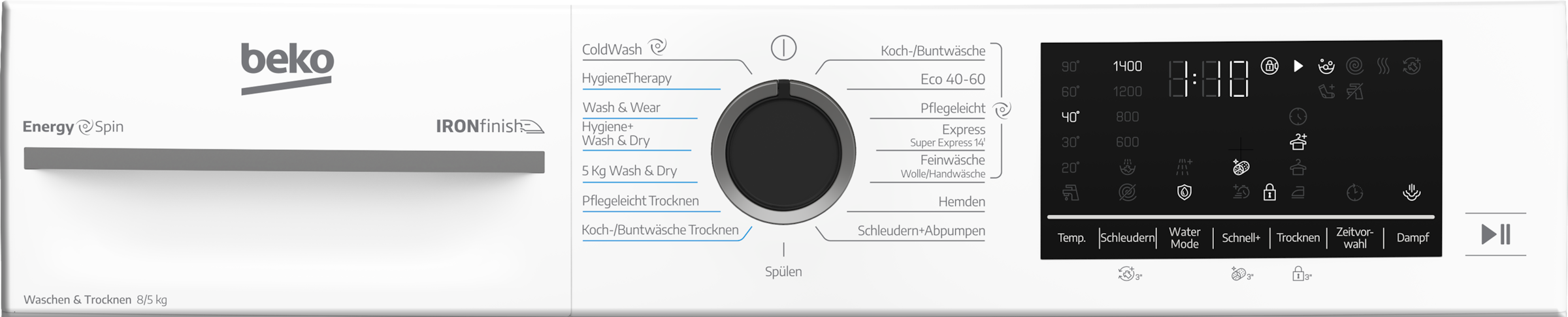 BEKO Waschtrockner »BM3DT4844W1« 8 kg /5 kg 75 dB(A) Waschen & Trocknen in einem: 8 kg / 5 kg, Dampffunktion