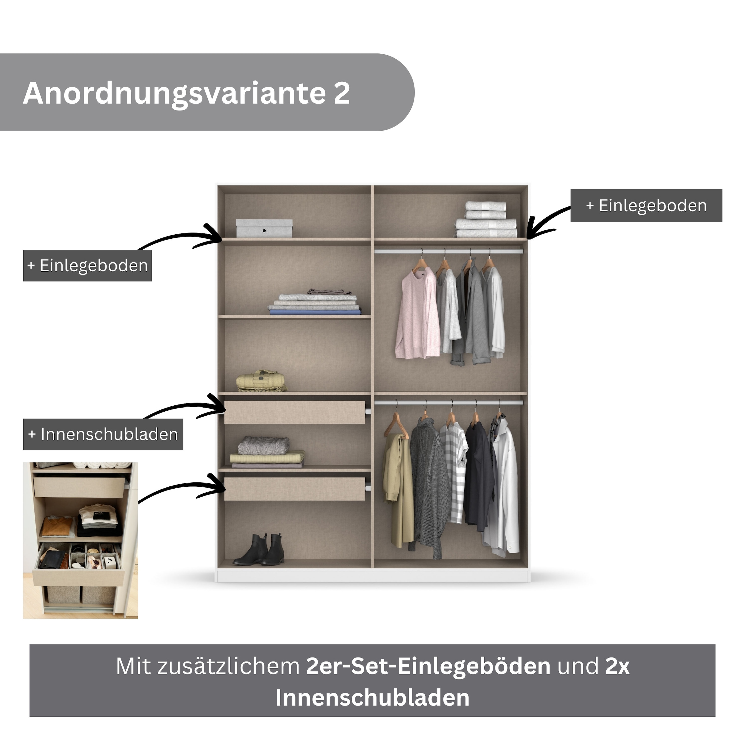 rauch Drehtürenschrank »Kleiderschrank Schrank Garderobe KOLUNA mit hochwertiger Glasfront«, inkl. 2 Innenschubladen sowie extra Einlegeböden MADE IN GERMANY