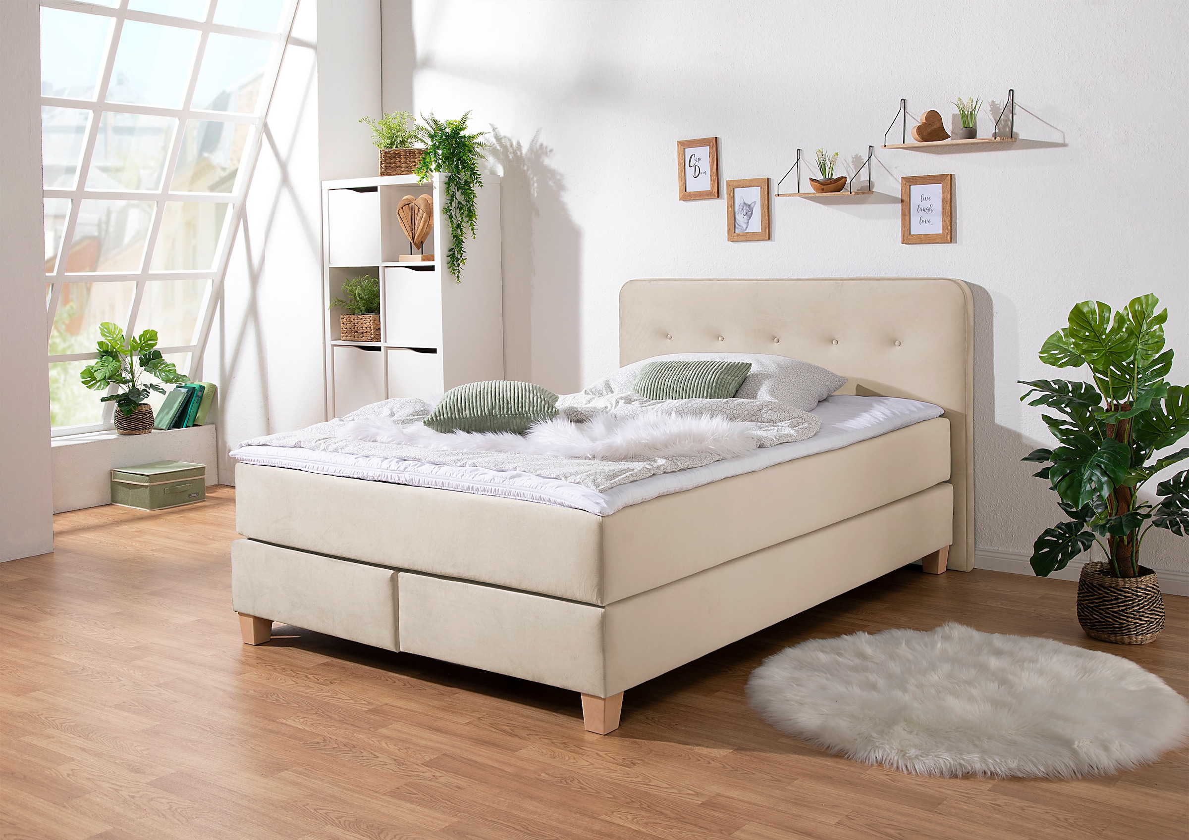 Home affaire Boxspringbett "Fargo", in Überlänge 220 cm, mit Topper, 3 Ausf günstig online kaufen