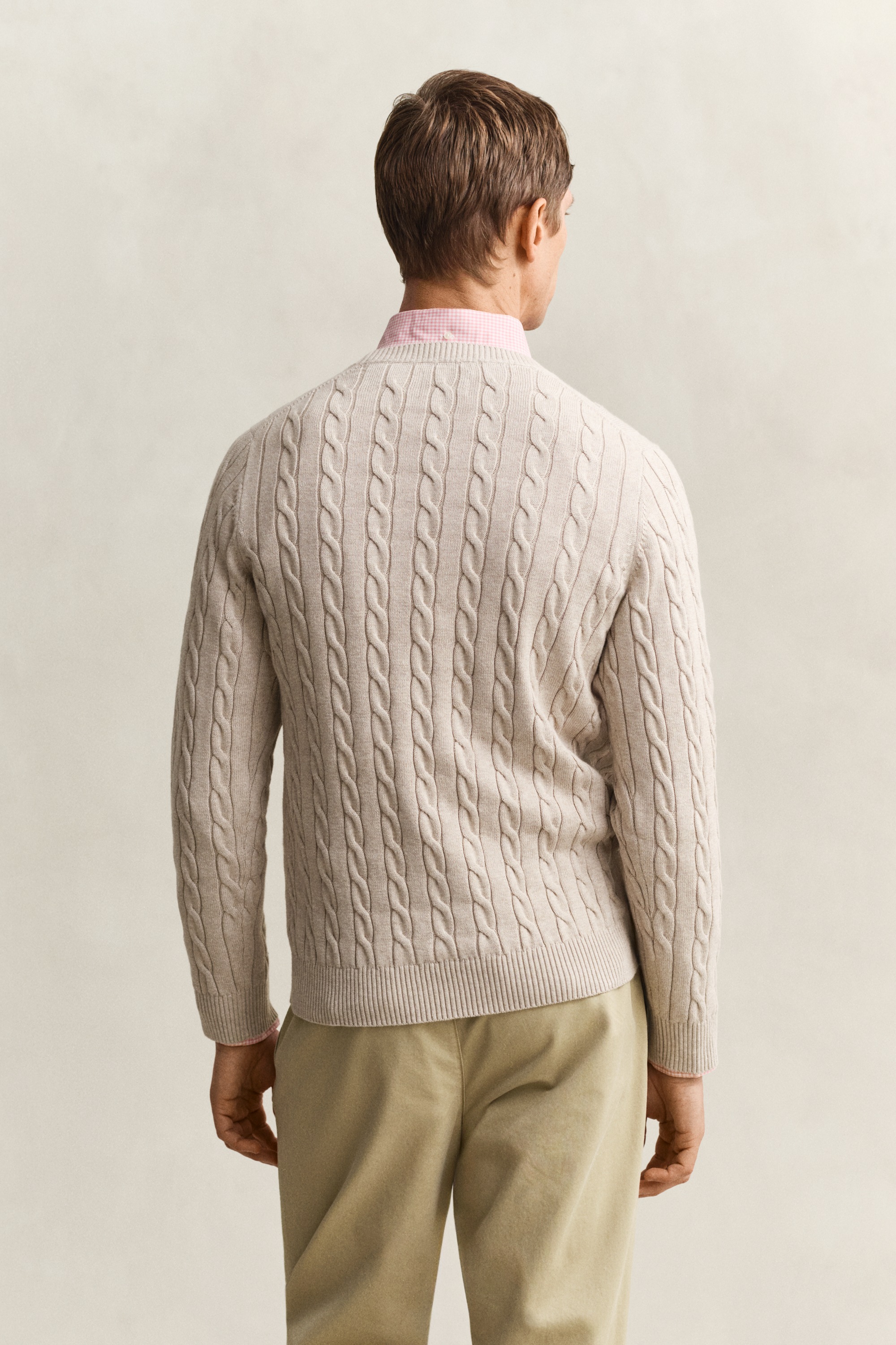Gant Strickpullover "COTTON CABLE C-NECK" mit Wappen-Logostickerei auf der günstig online kaufen