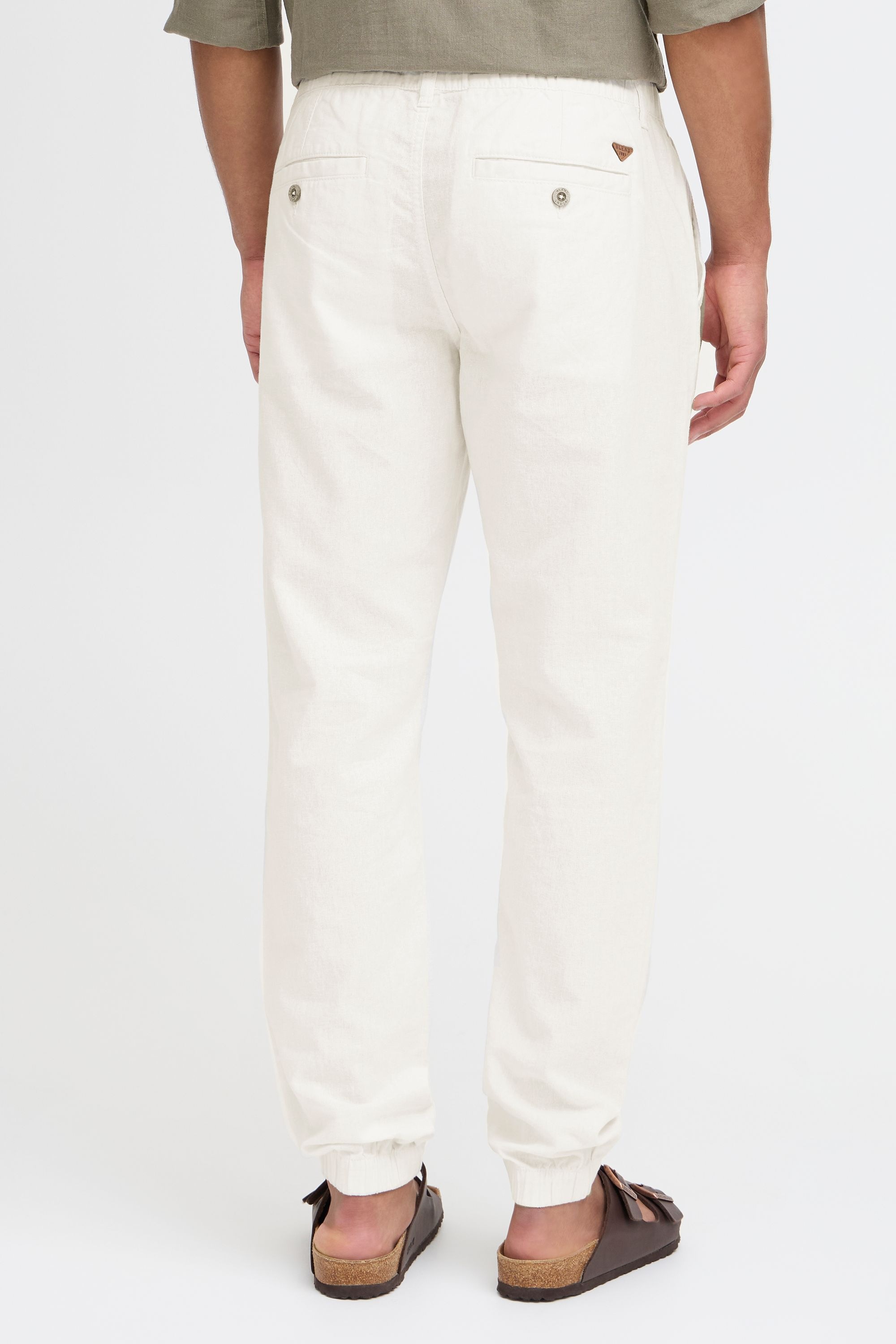 Leinenhose BLEND "Leinenhose BHLennik", Herren, Gr. XL, N-Gr, weiß (sanftes weiß), Obermaterial: 55% Leinen LI. 45% Baumwolle CO., Hosen 6