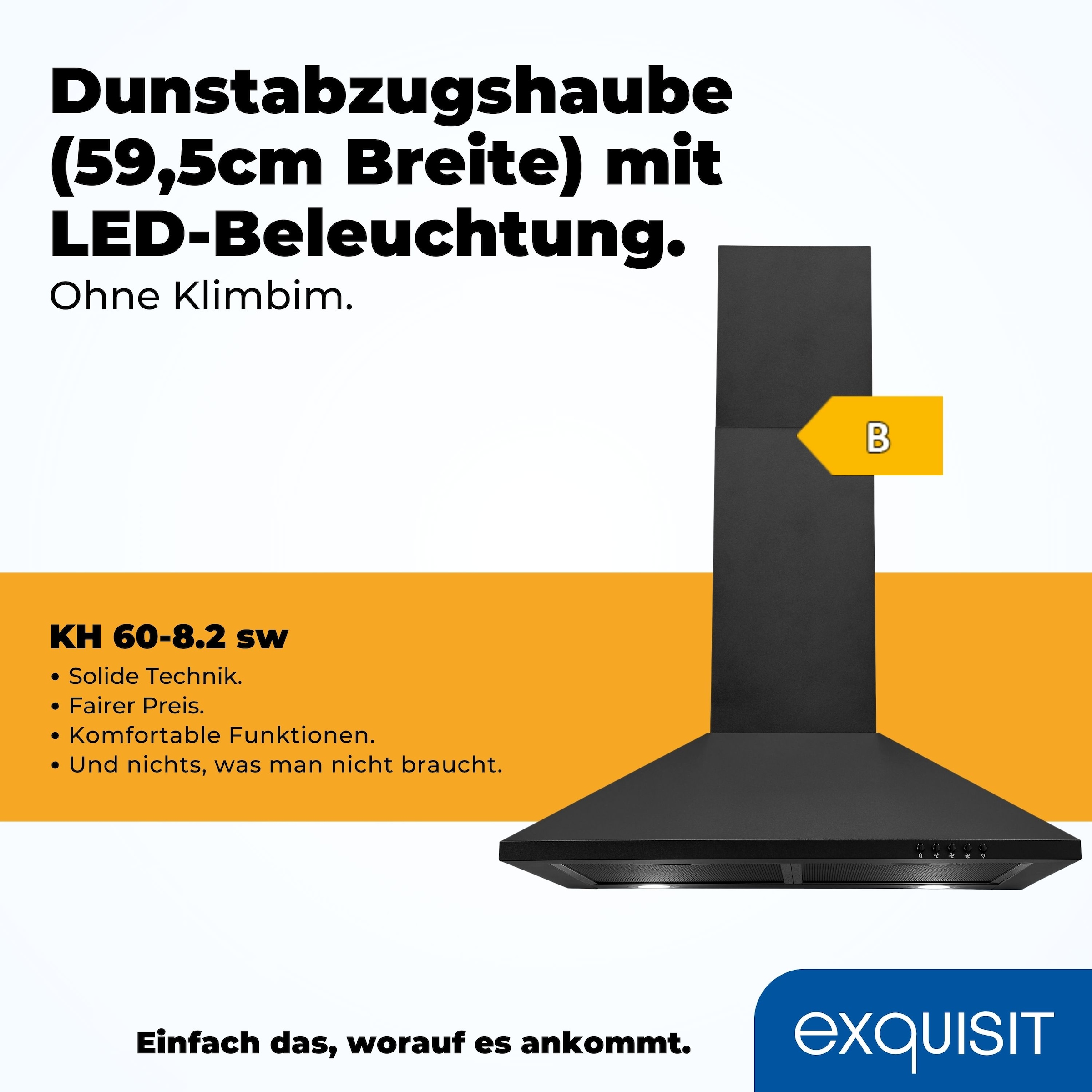 exquisit Wandhaube »KH 60-8.3 (sw)« Pyramidenförmige Haube – stilvoll & flexibel mit LED-Beleuchtung
