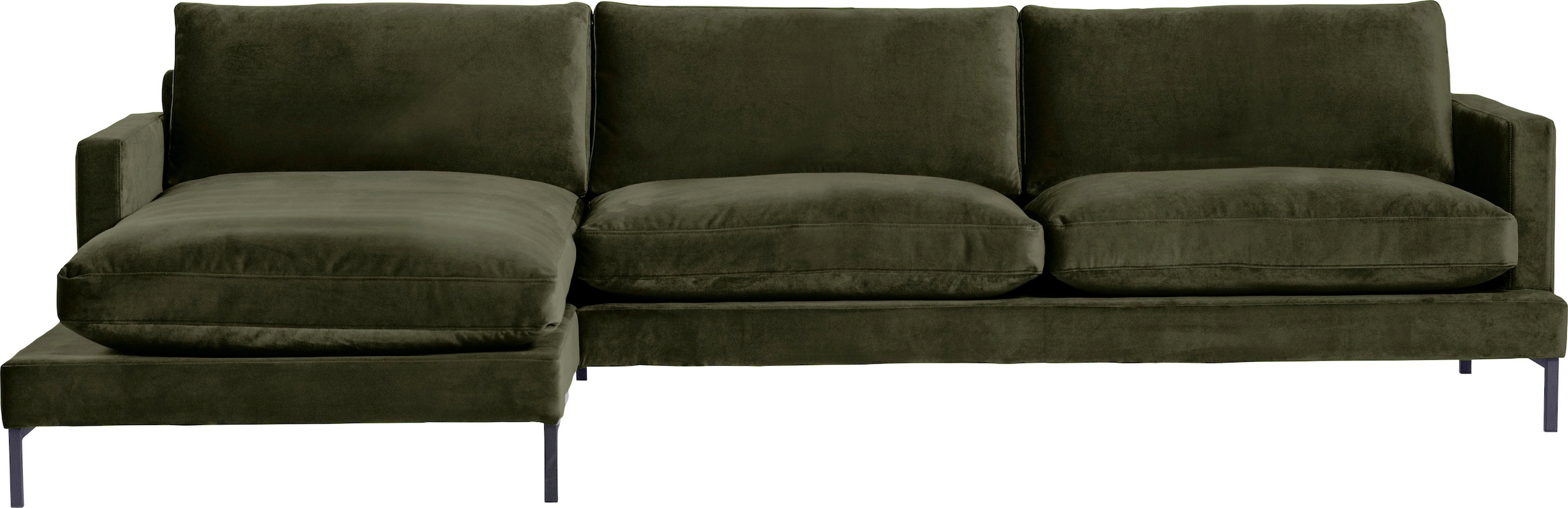 andas Ecksofa "Welland, L-Form," mit schwarzen Metallfüßen, mit Federfüllung im Sitz- und Rückenkissen