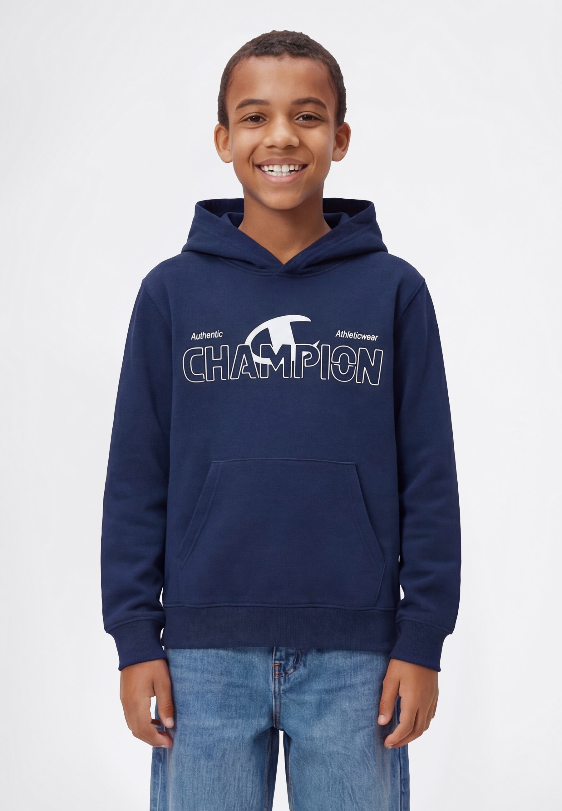 Champion Kapuzensweatshirt "Graphic Terry Hoodie", mit Kapuze, Langarm, gerader Abschluss, aus Baumwolle und Polyester