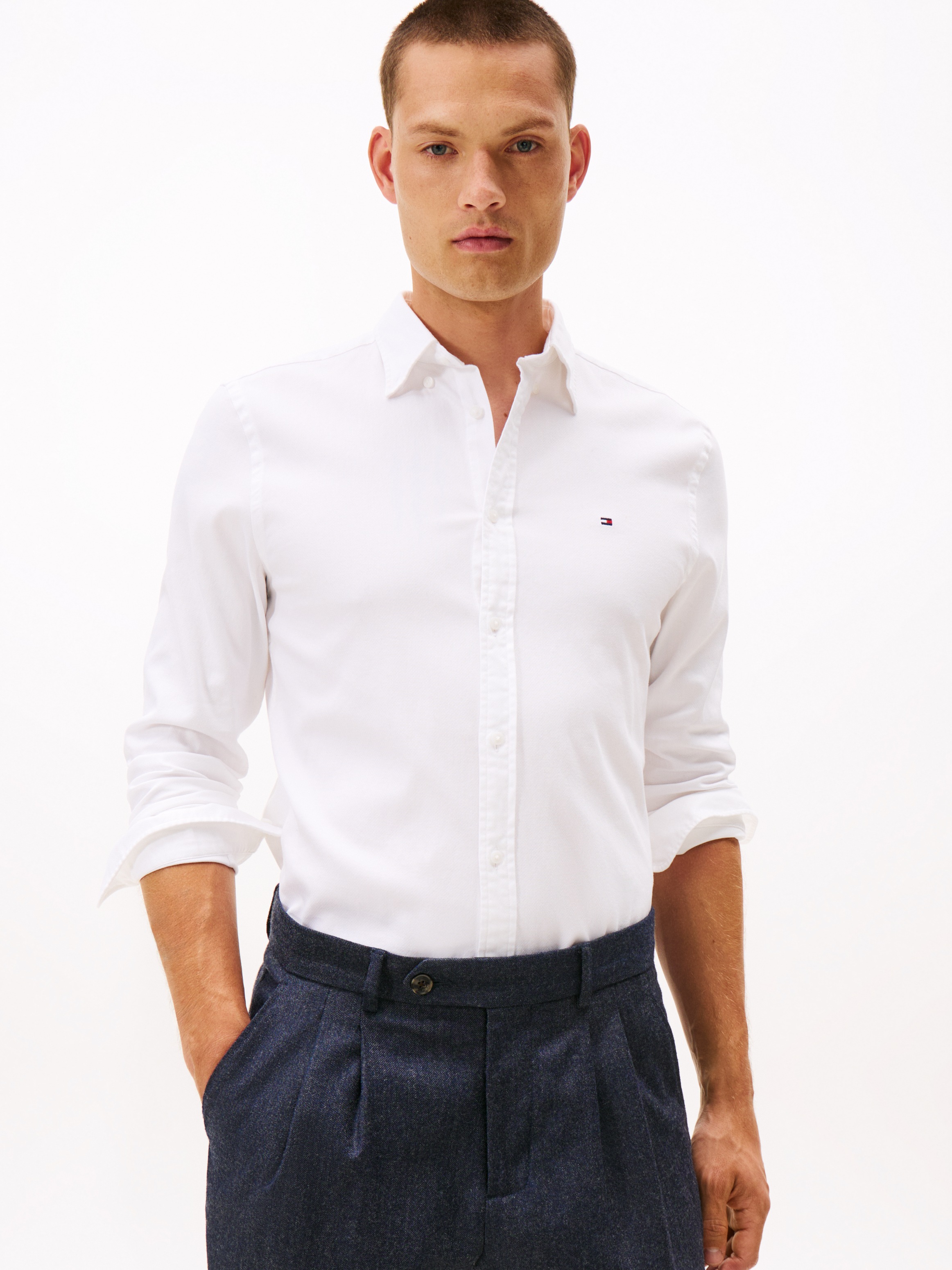 Tommy Hilfiger Langarmhemd »DOBBY«, Slim Fit, Button-down-Kragen