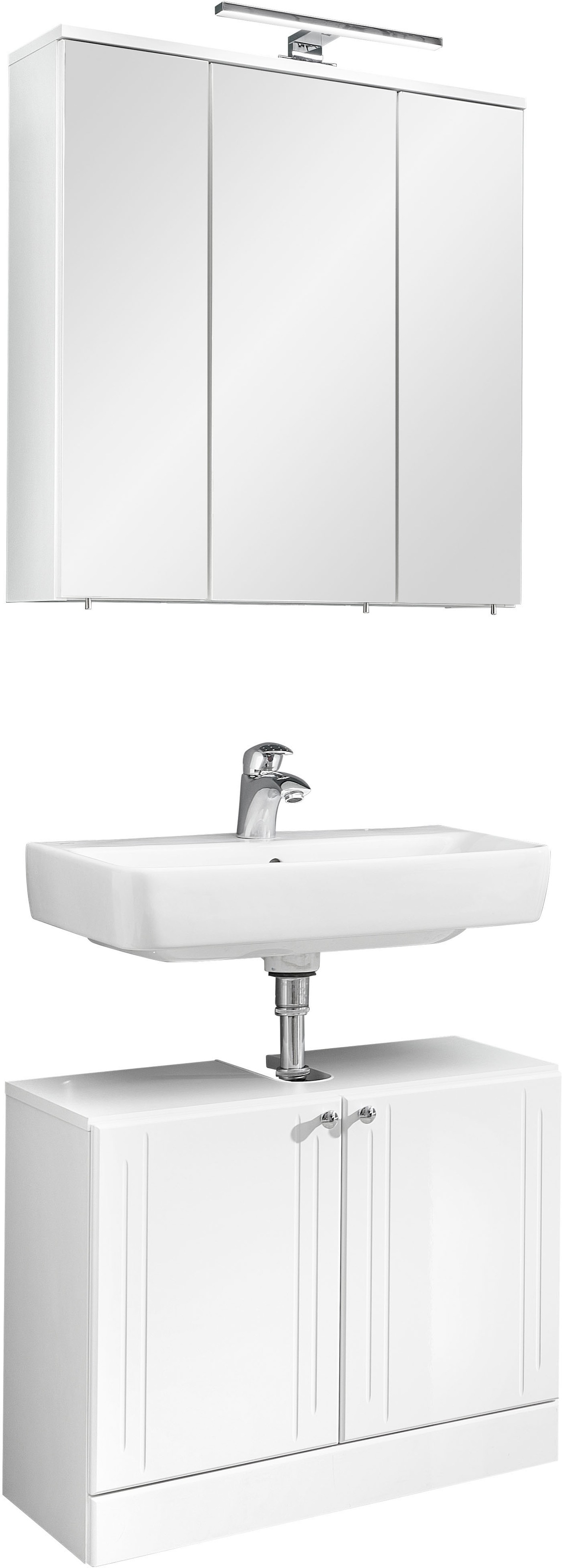 Thumbnail - Saphir Badmöbel-Set "Quickset 955 2-teilig, Waschbeckenunterschrank und LED-Spiegelschrank" Set, 2 Stk. tlg. in Weiß Hoc...