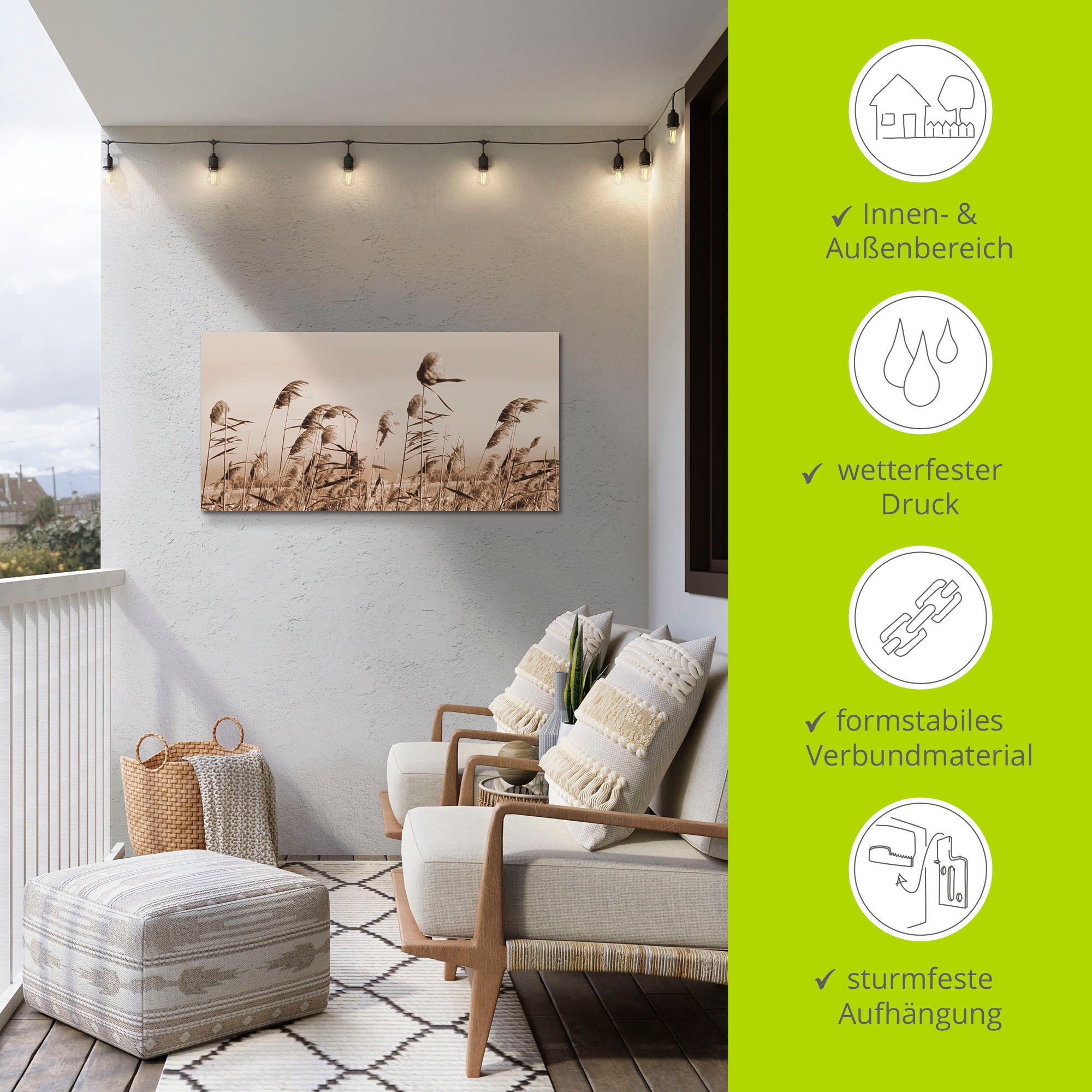 Artland Wandbild »Gräser«, Gräser, (1 St.), als Alubild, Outdoorbild, Leinwandbild, Poster, Wandaufkleber