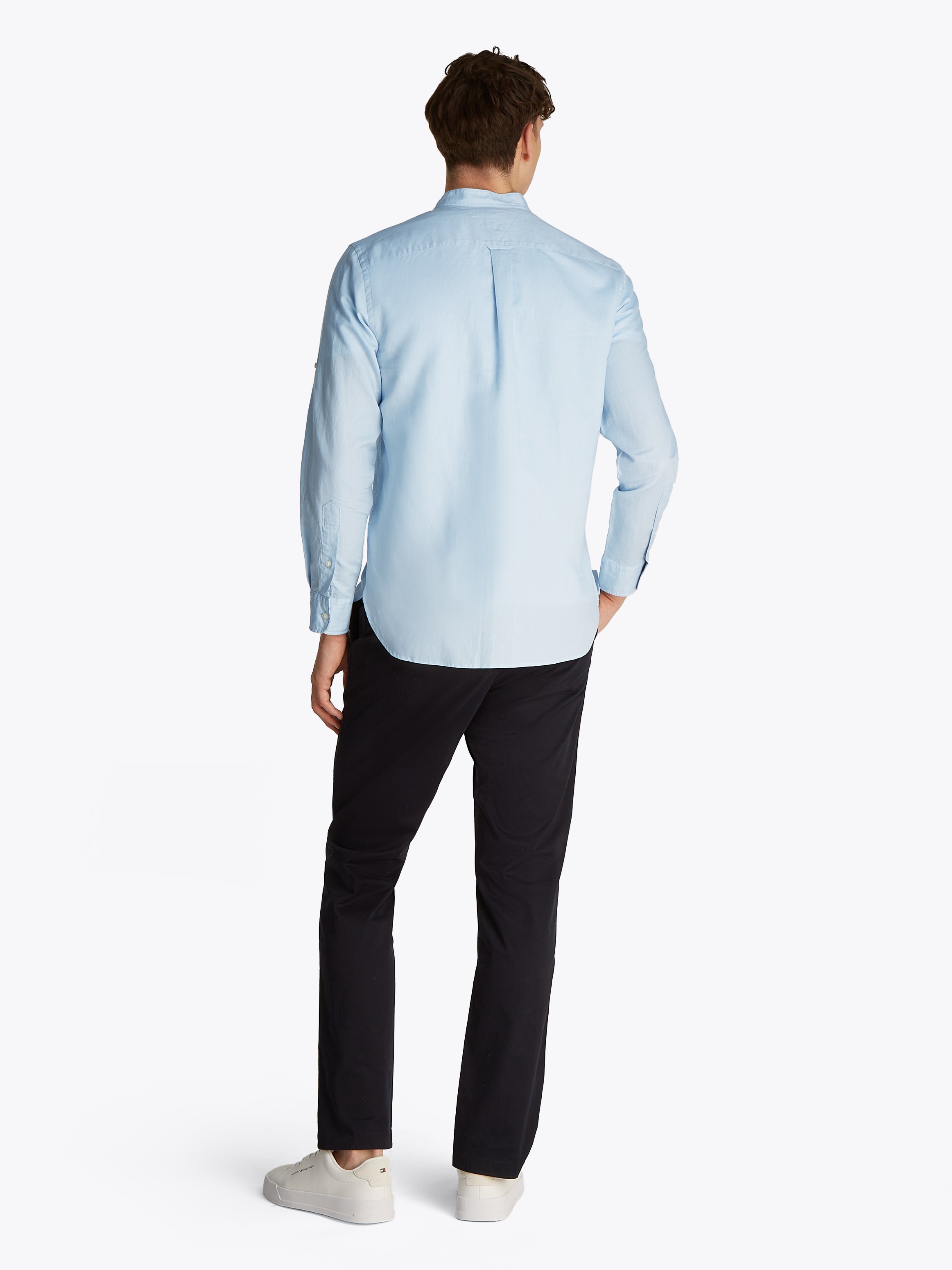 Tommy Hilfiger Langarmhemd »LINEN BLEND MAO COLLAR SHIRT«