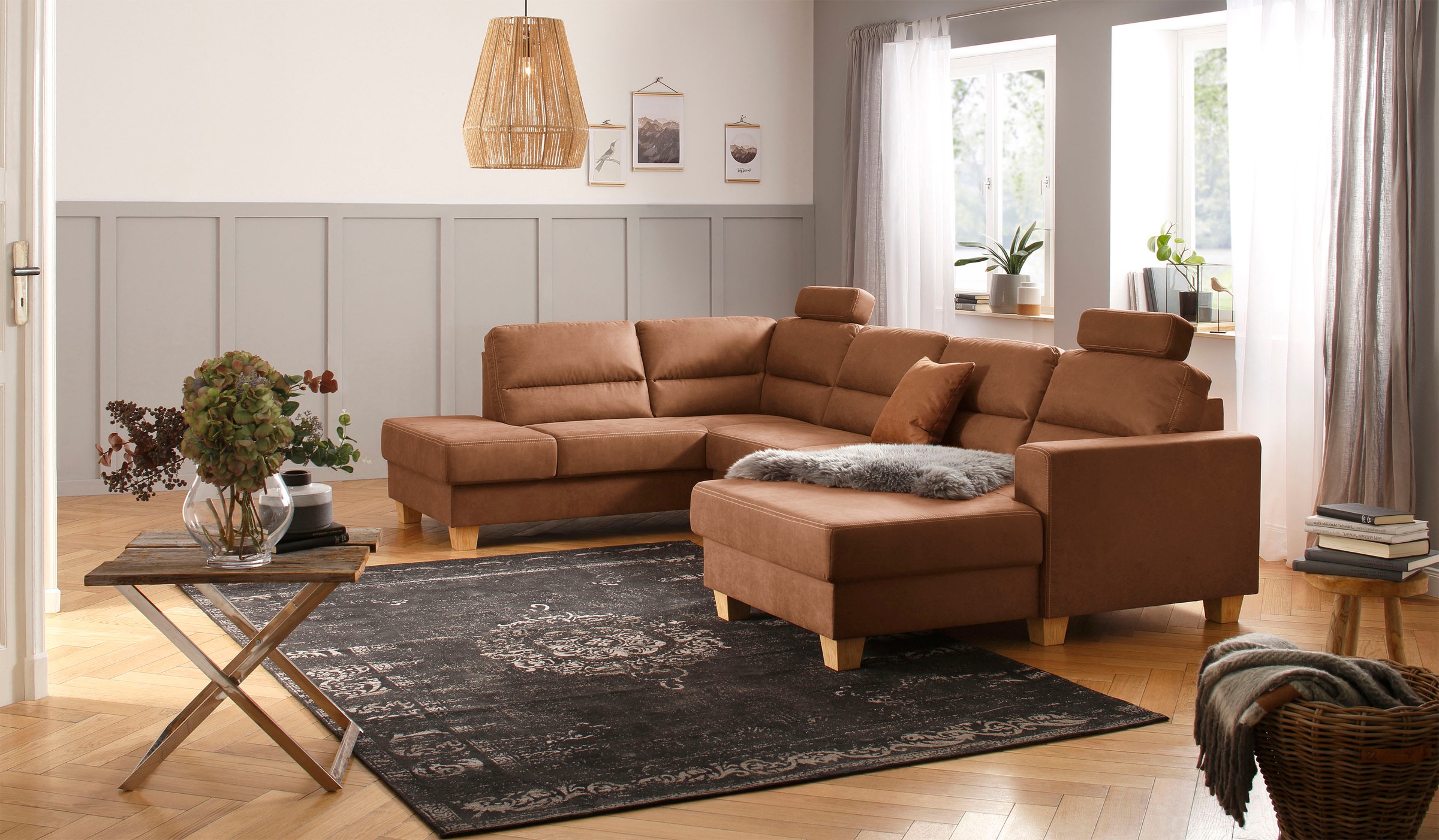 Home affaire Wohnlandschaft "Navan, komfortabel mit viel Platz, U-Form", wa günstig online kaufen