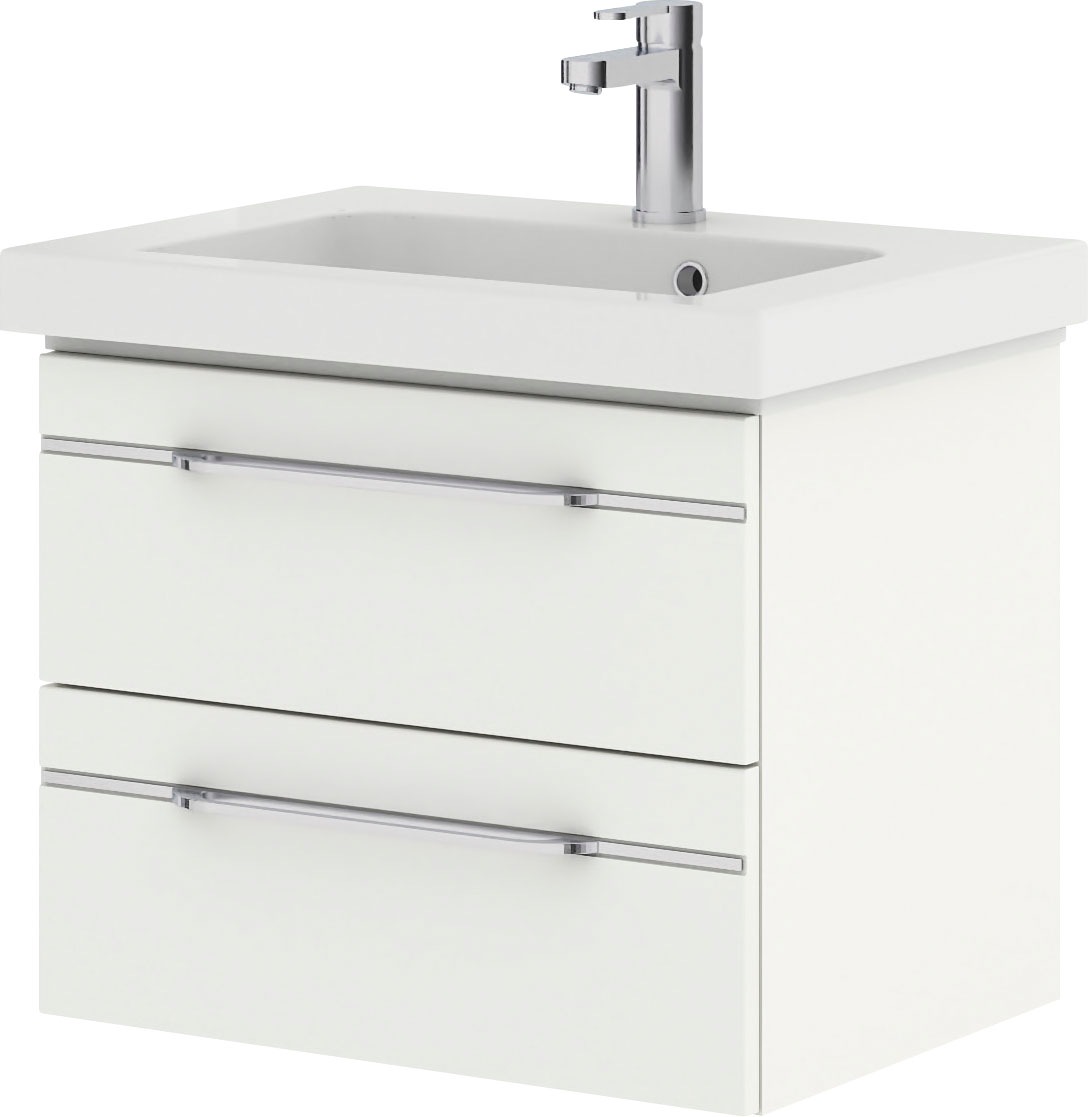 Saphir Badmöbel-Set »Balto Sprint 2-teilig, Mineralmarmor-Waschtisch mit LED-Spiegelschrank«, (2 St.), Badezimmer Set inkl. Türdämpfer, 70 cm breit, 2 Türen, 2 Schubladen