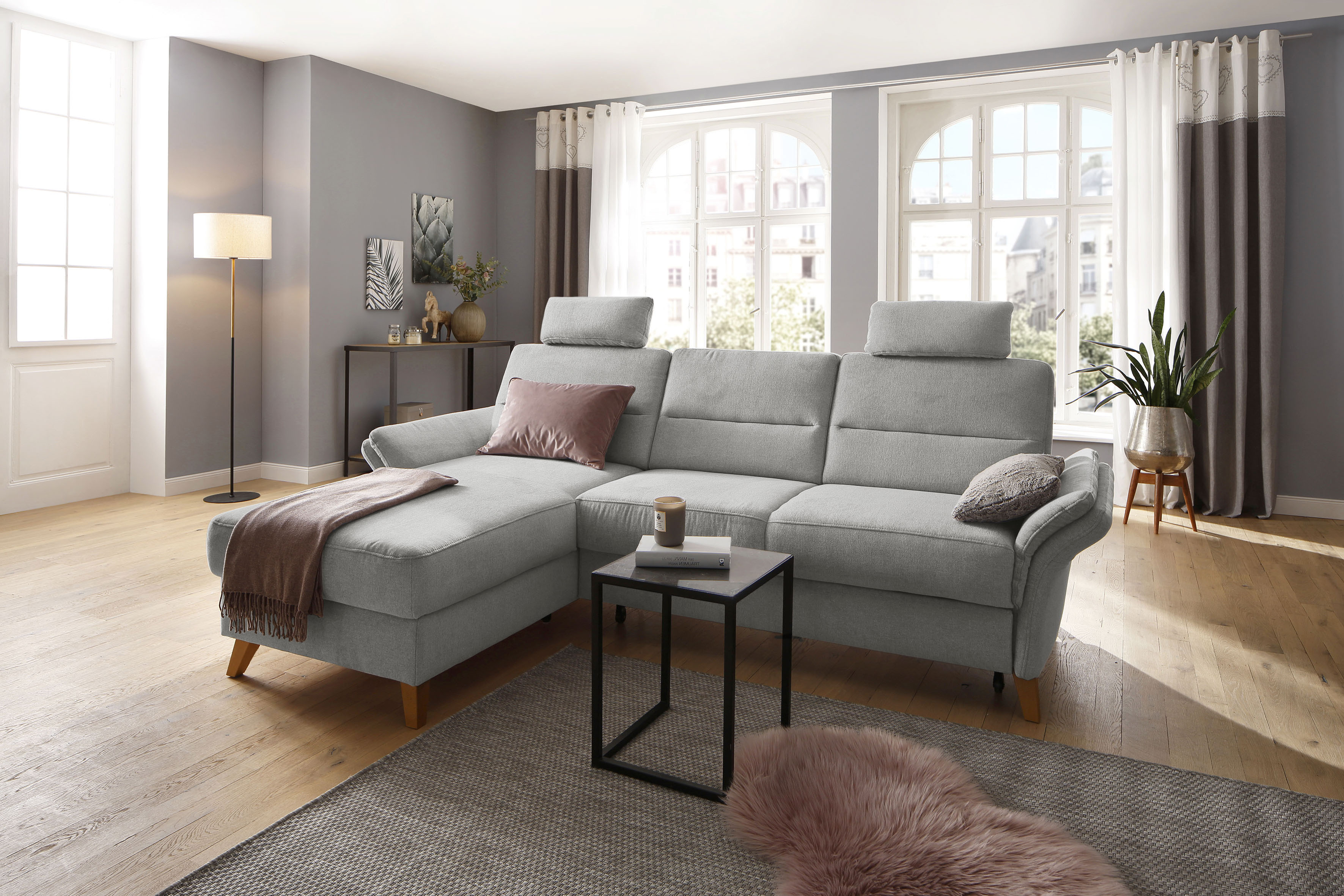 OTTO home Ecksofa "Westerland L-Form" Federkern-Polsterung, wahlweise mit Schlaffunktion, Bettkasten