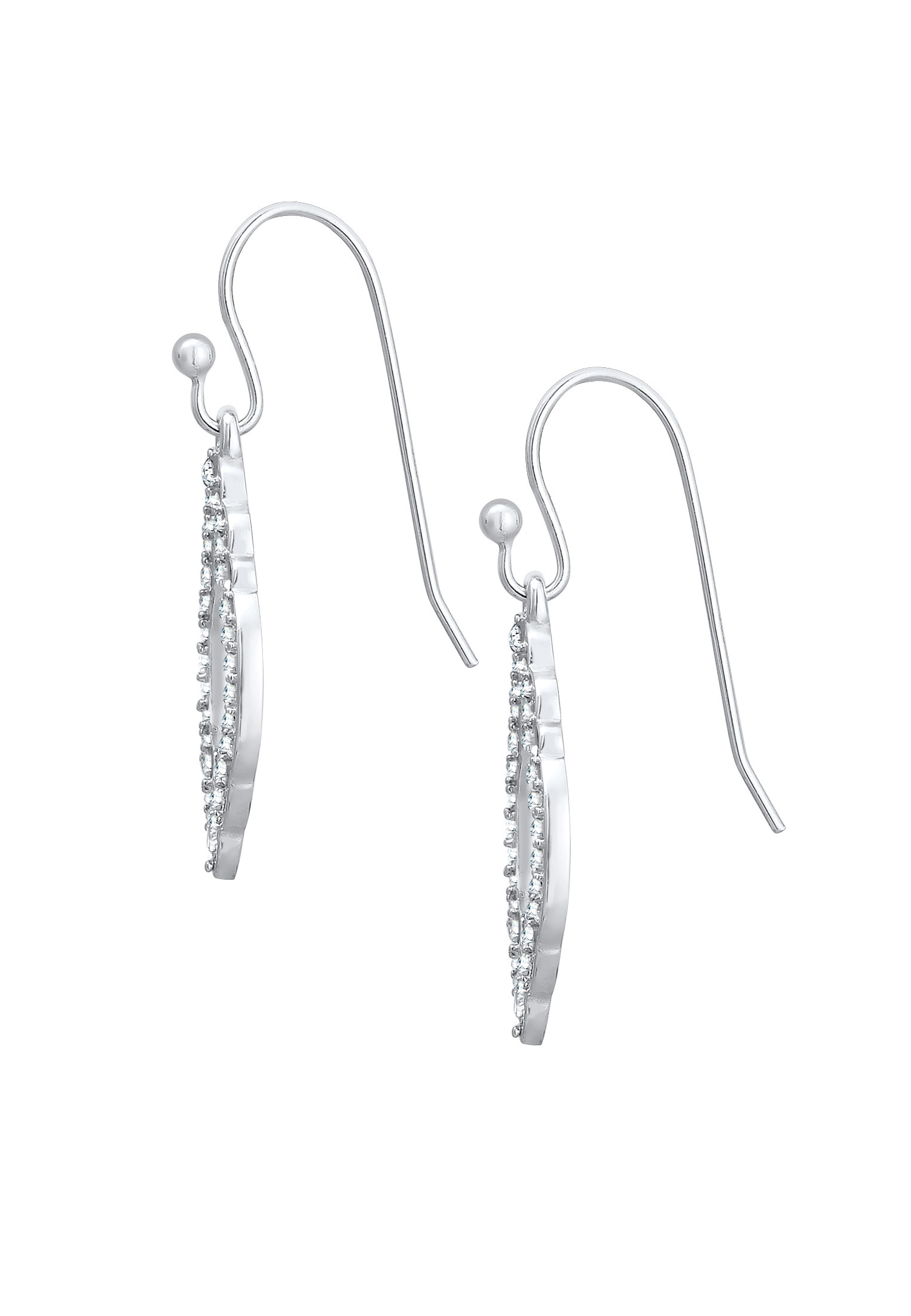 Elli Paar Ohrhänger »Ohrhänger lang Ornament Glas Kristalle Weiß 925 Sterling Silber«