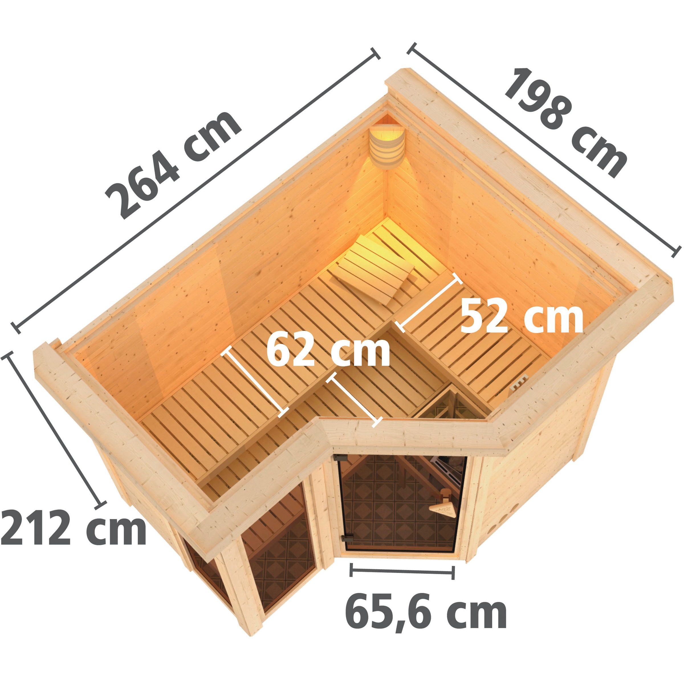 Karibu Sauna »Amada« Set,  Ofen 9 kW integr. Strg