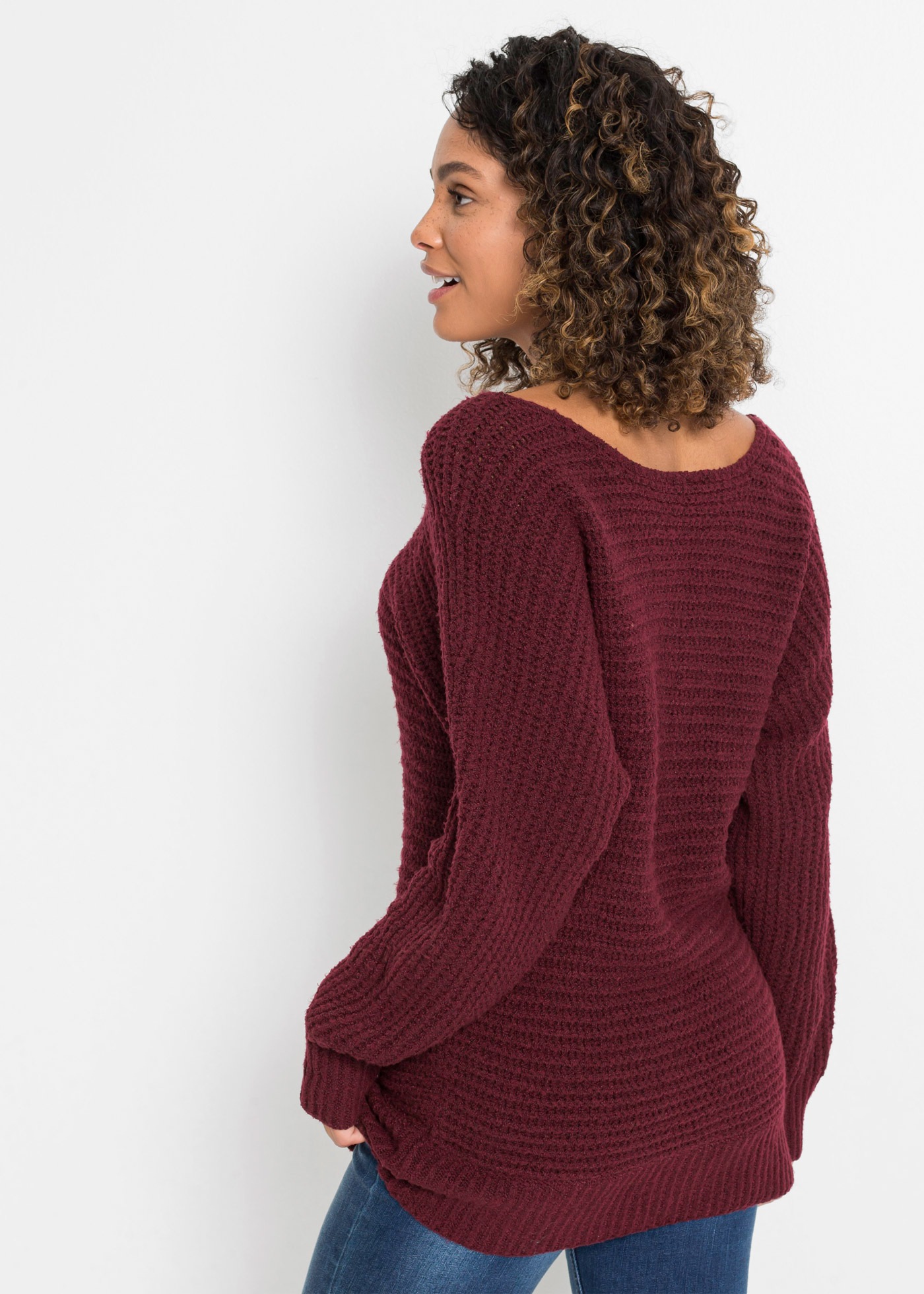 bonprix Strickpullover aus Polyester und Elasthan, für Frühling und Sommer günstig online kaufen