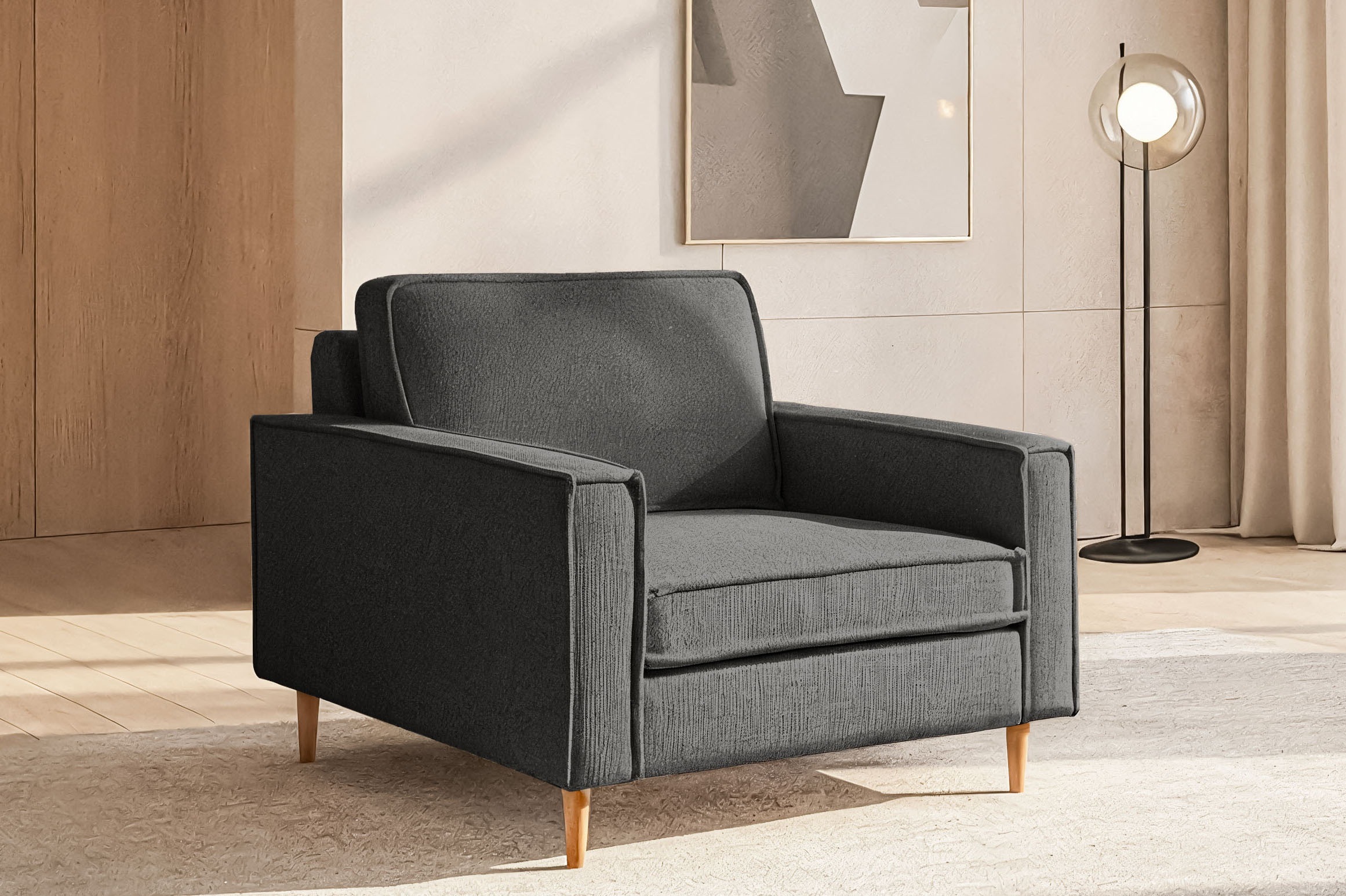 Home affaire Loveseat "Pinto Skandi 105 cm, Chenille, Struktur" mit Keder, günstig online kaufen