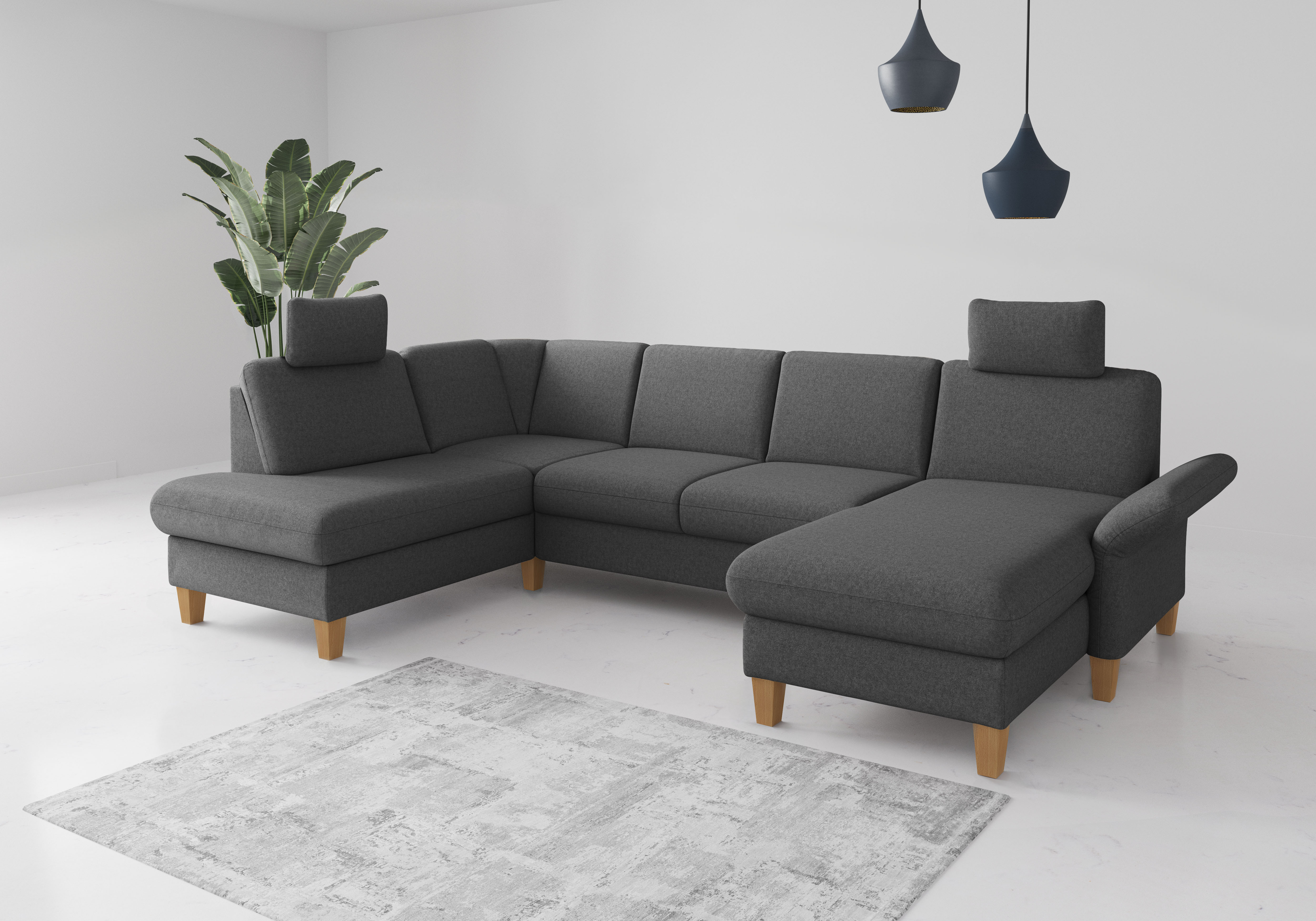 OTTO home Wohnlandschaft "Rochelle, U-Form" optional mit Armteilverstellung, mit Schlaffunktion & Bettkasten