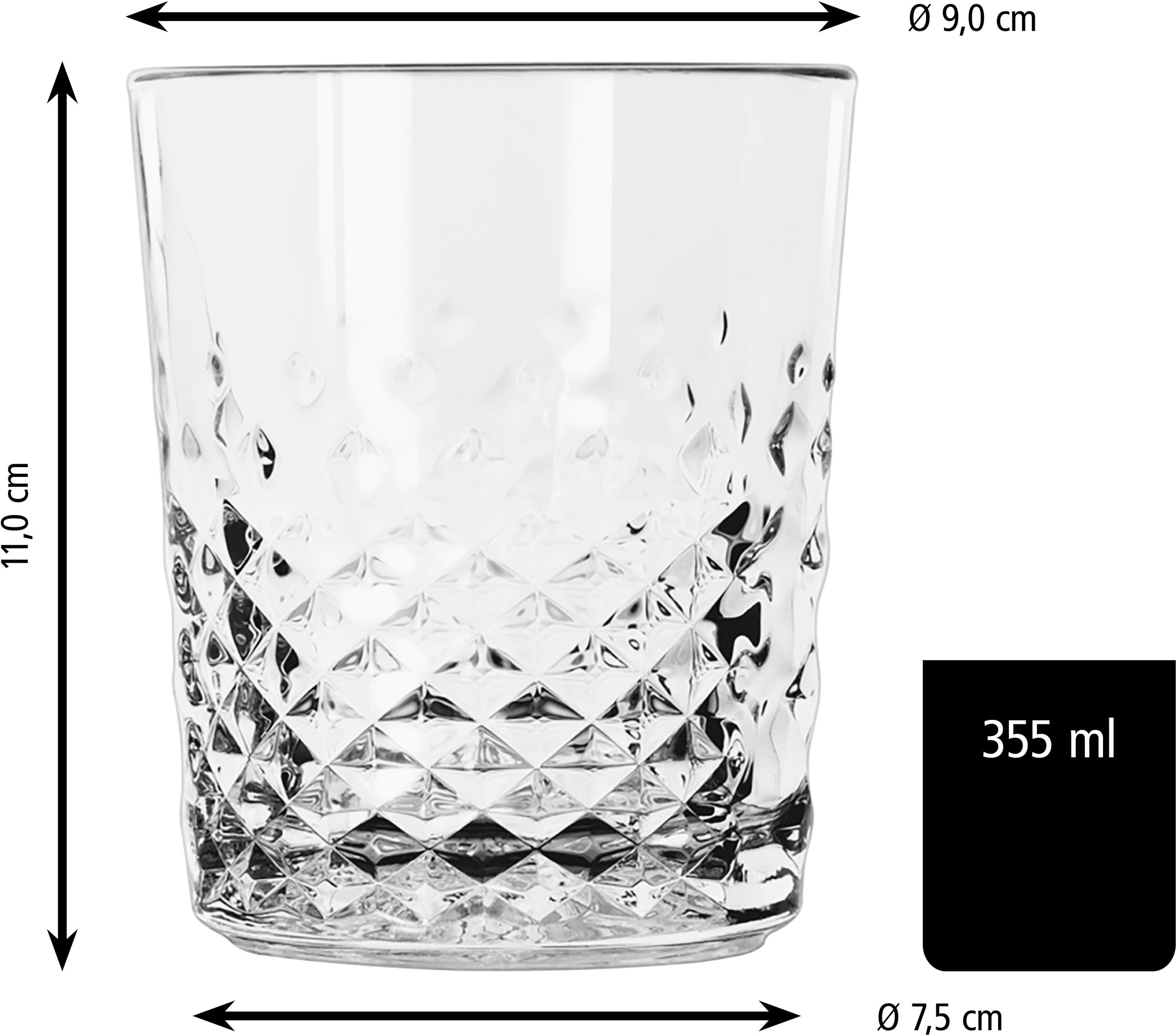 LIBBEY Tumbler-Glas »Libbey D.O.F Glas 12er Set -OCULAR-«, (Set, 12 tlg.), 355 ml, hochwertig verarbeitet, im modernen Design