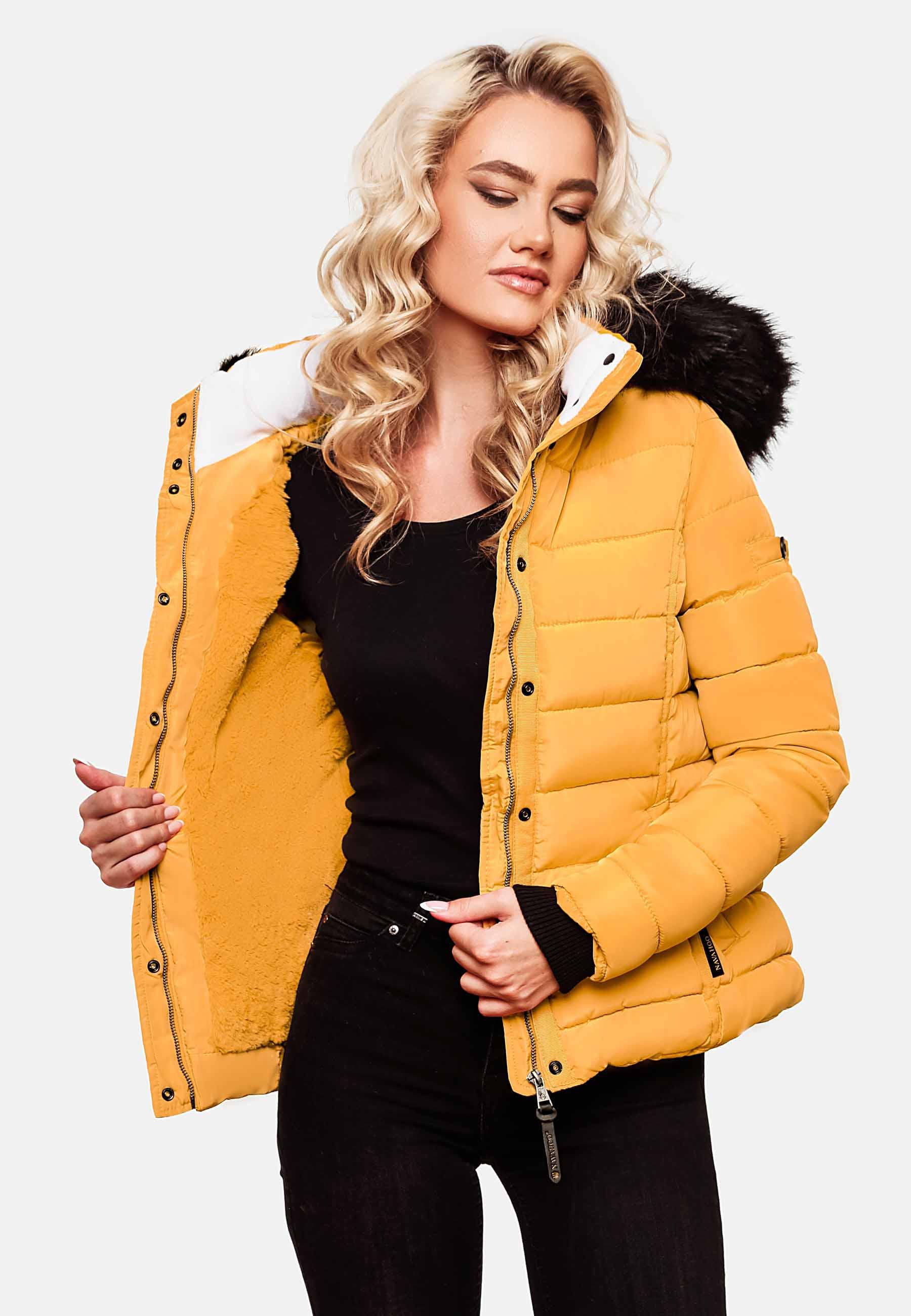 Navahoo Steppjacke »Miamor«, mit Kapuze, hochwertige Winterjacke m. voluminöser Kunstpelz-Kapuze