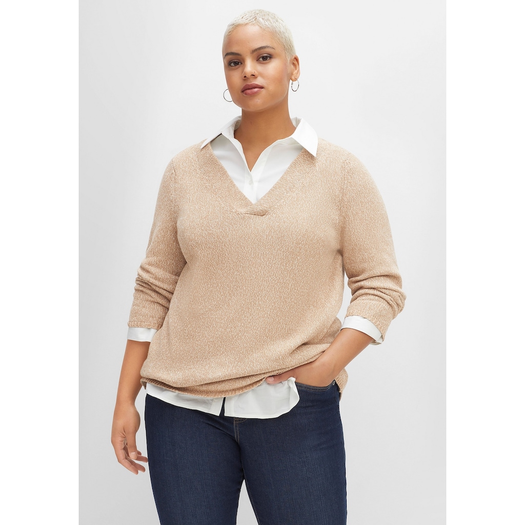 Sheego V-Ausschnitt-Pullover »Große Größen« aus reiner Baumwolle