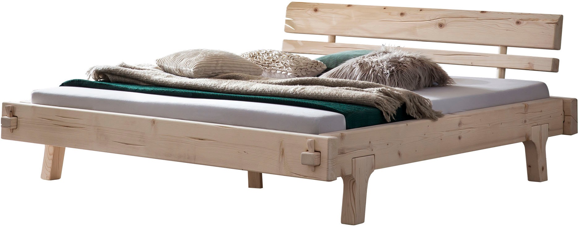 SalesFever Holzbett "Fügen Bett aus Naturholz", Massives Fichten-Balkenbett günstig online kaufen
