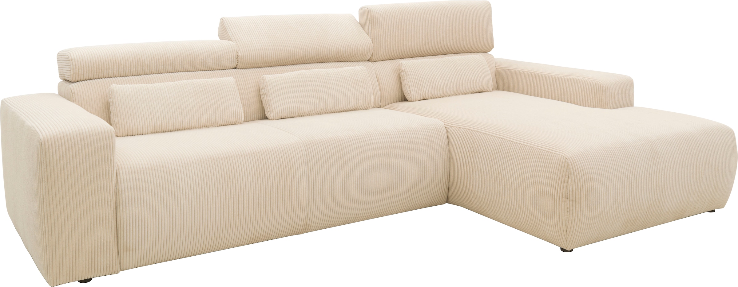 DOMO collection Ecksofa »Brandon große Ausführung B/T/H: 289/177/80 cm, auch in Leder und Cord«, mit Kopfteilverstellung, wahlweise Sitztiefenverstellung, L-Form