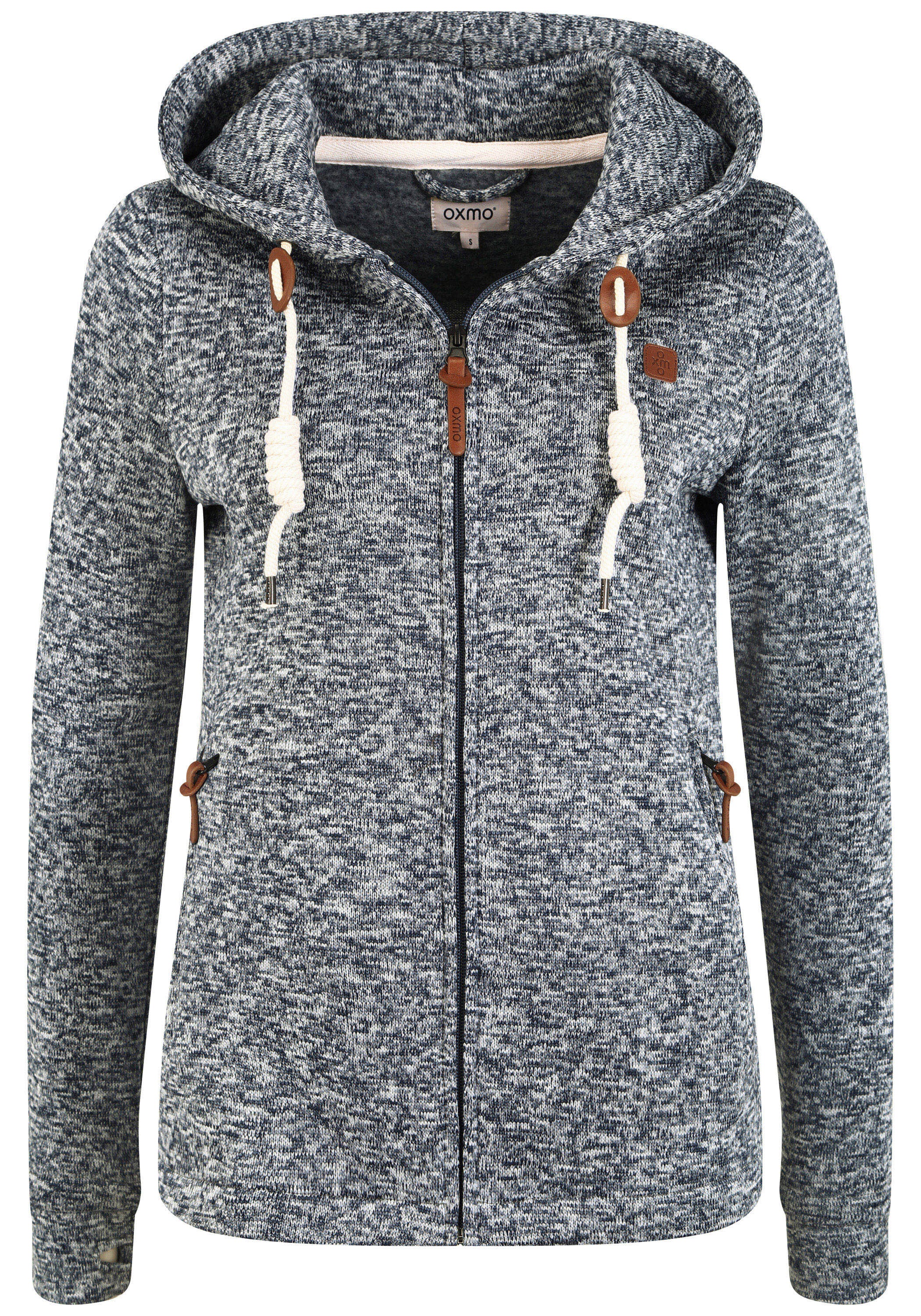 OXMO Strickfleecejacke "Strickfleecejacke OXThory", mit Kapuze