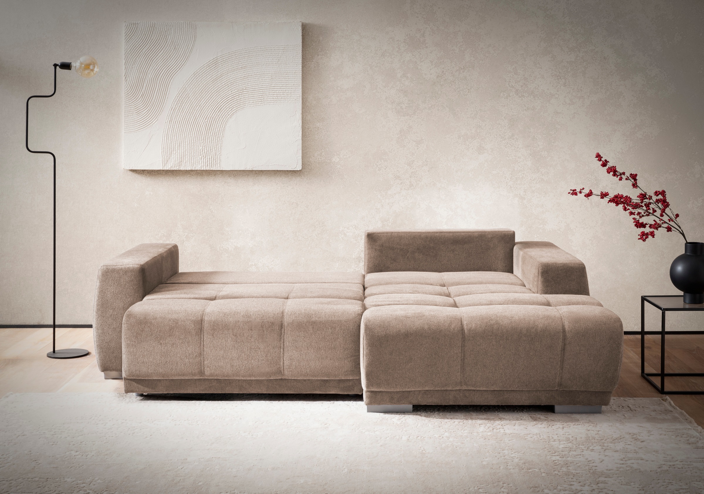 INOSIGN Ecksofa »Bolero L-Form«, wahlweise mit Bettfunktion & Bettkasten