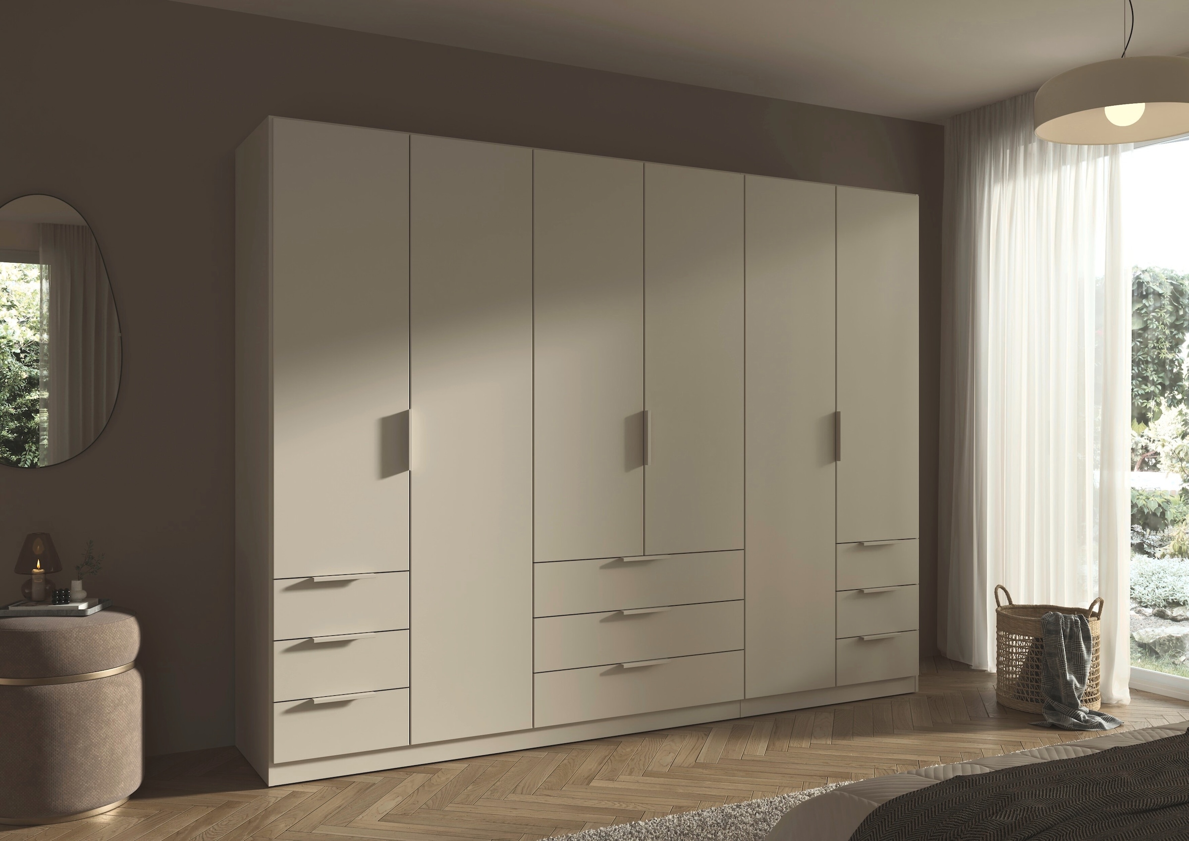 OTTO home Kleiderschrank »Mehrzweckschrank Schrank Schlafzimmer Garderobe Mietswohnung XEELINA« Mehr Flexibilität durch variable Schubladenanordnung MADE IN GERMANY