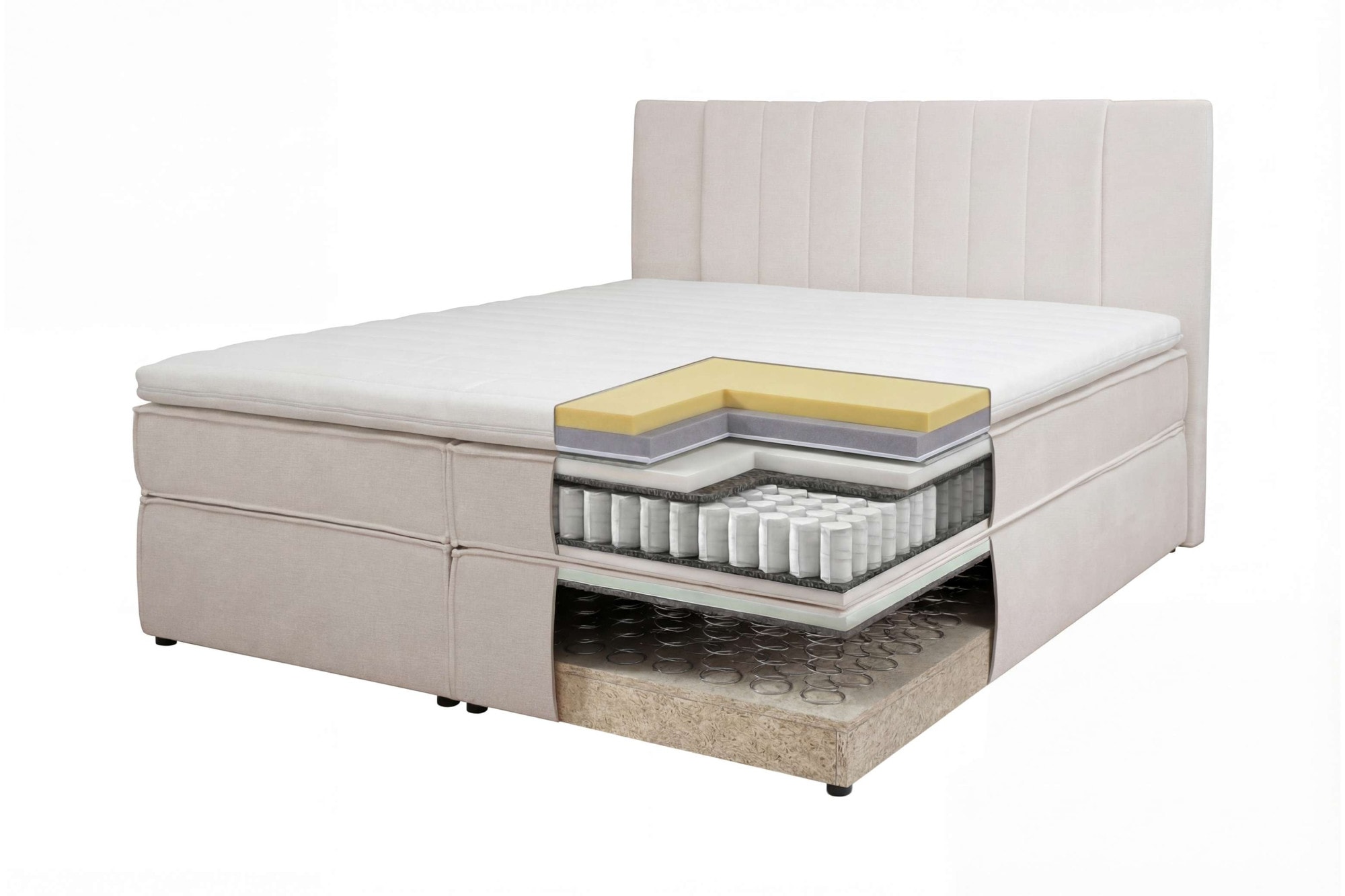 Home affaire Boxspringbett »Bellissimo, Doppelbett, Polsterbett, Federkernbett, Komforbett« inkl. 9cm Topper, 5-Zonen-Taschen-Federkernmatratze, Härtegrad 3