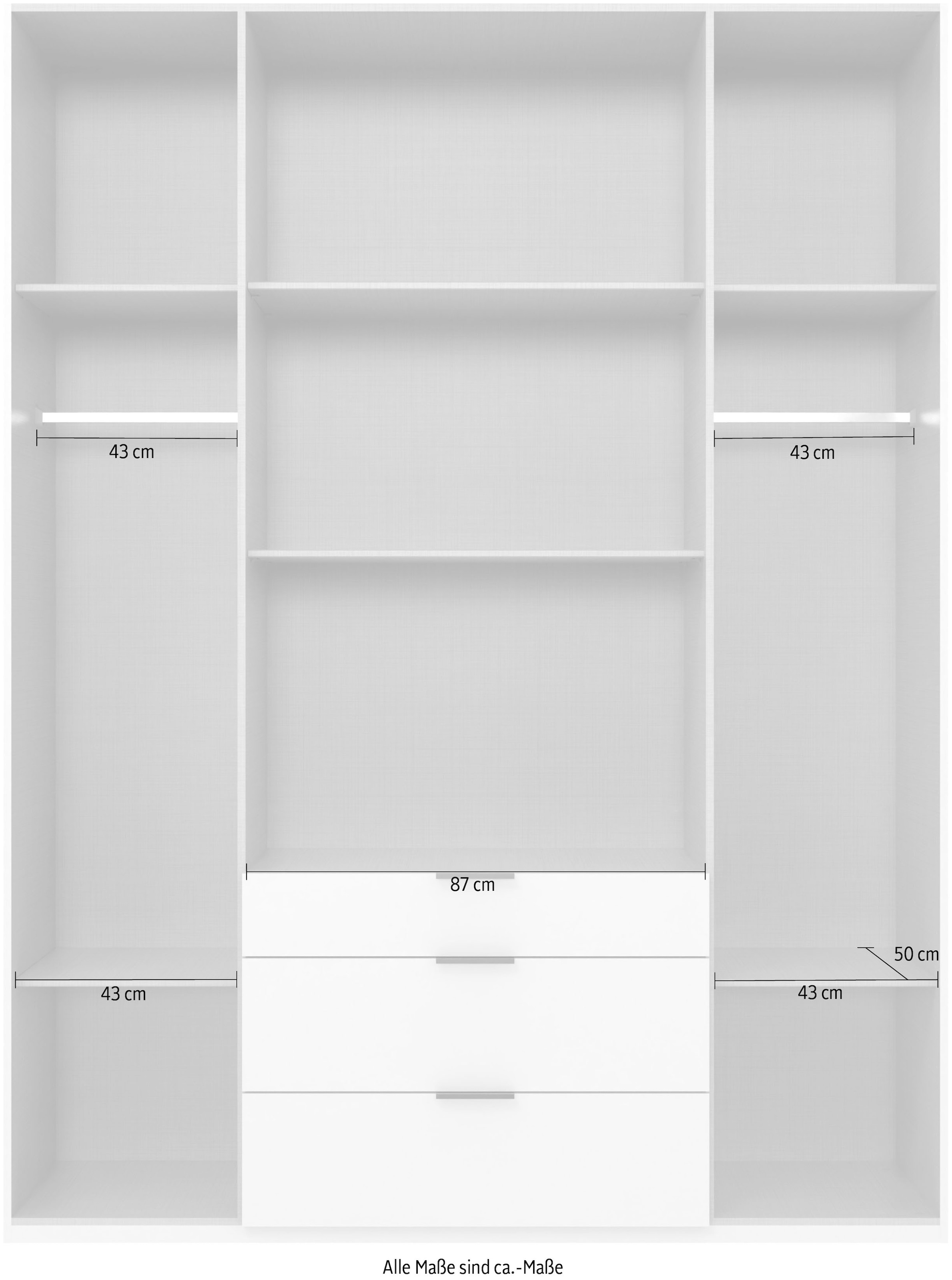 Wimex Drehtürenschrank »Mugano, 135 oder 180cm breit, 208 oder 236cm hoch, Made in Germany«, (mit langen Griffstangen aus Metall), wahlweise mit oder ohne Spiegel, mit Schubladen