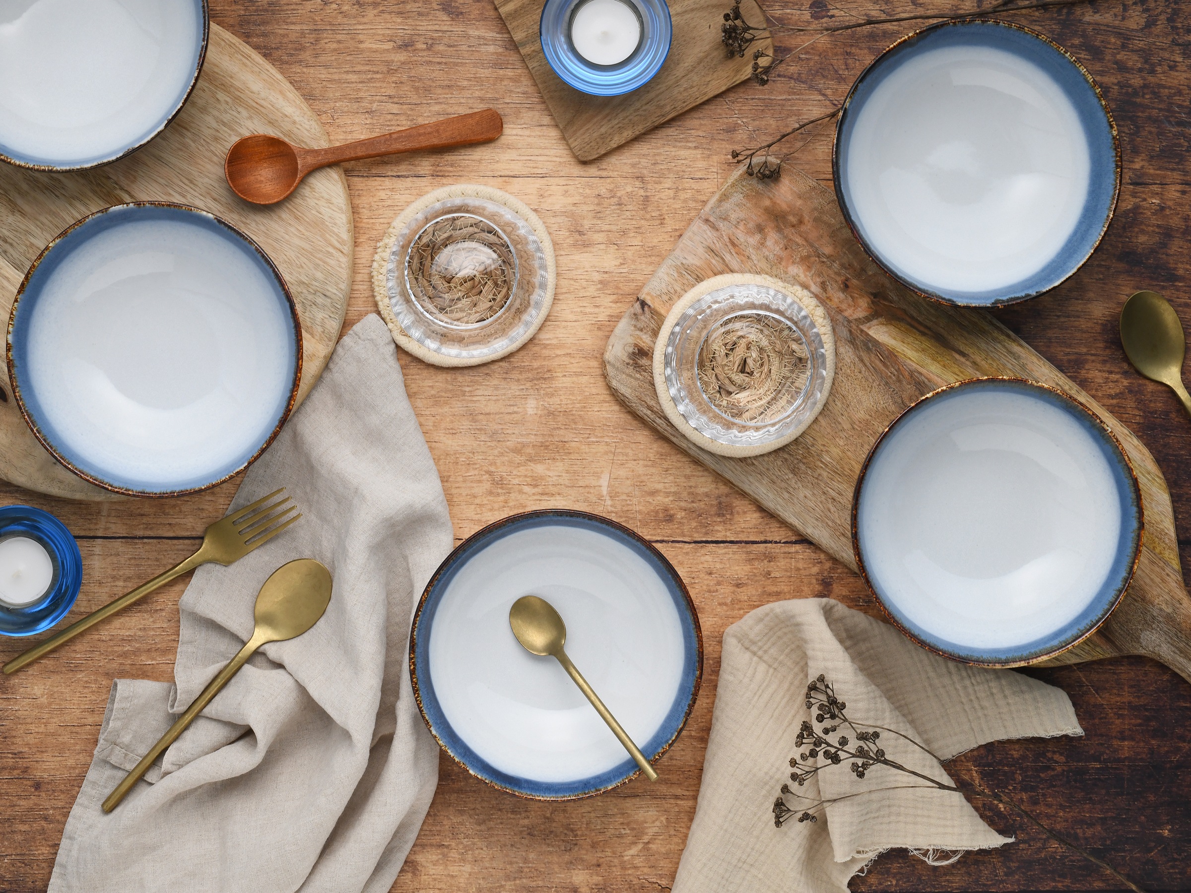 CreaTable Schale »Cascade, Smoothie Bowl, Ø 16,5 cm 6-tlg« 6 Stk. aus Steinzeug Rekativglasur, Healthy Food