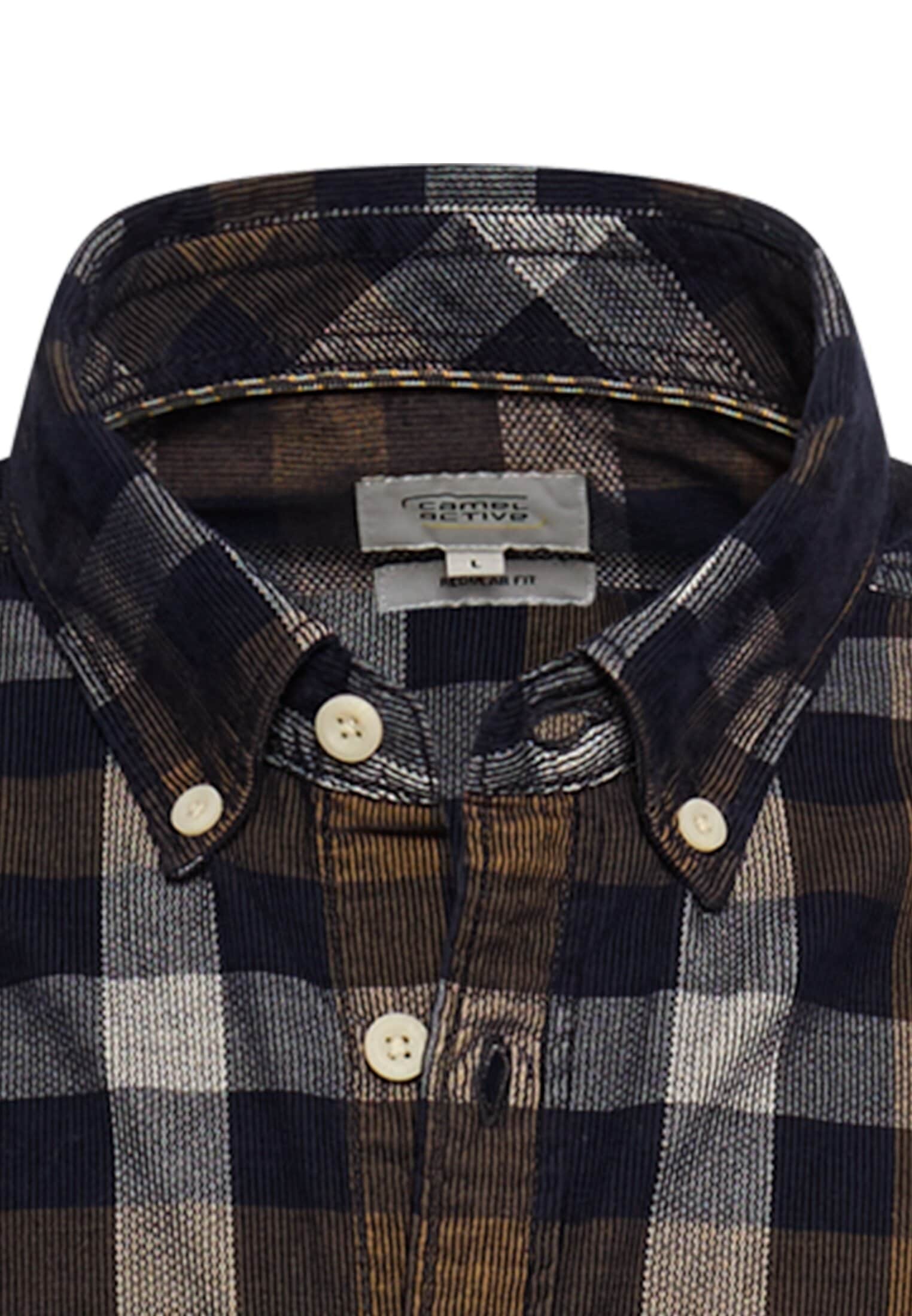 camel active Karohemd langarm, mit Button-Down-Kragen