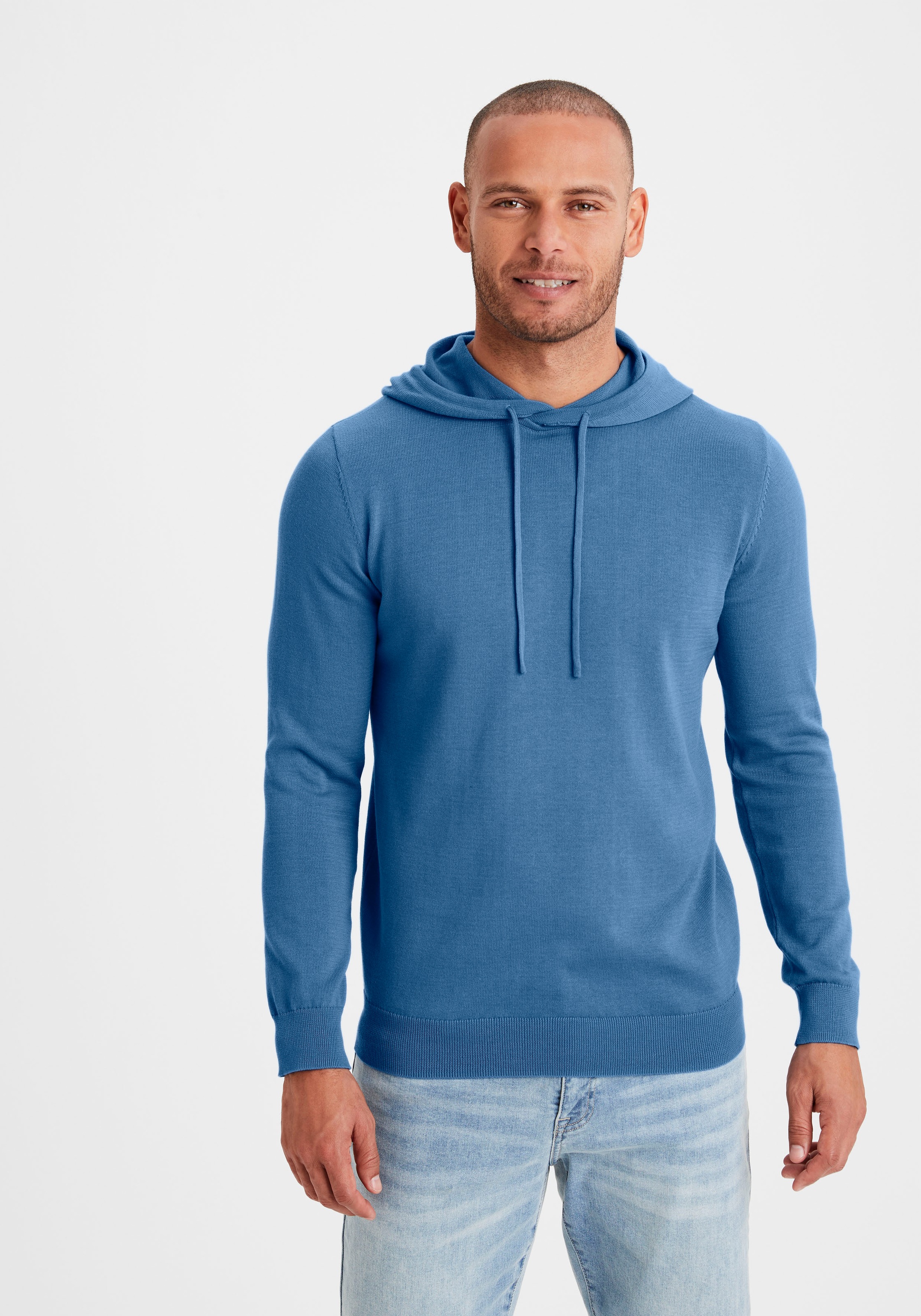 Thumbnail - H.I.S Hoodie ", Strickpullover mit Kapuze" Feinstrick aus pflegeleichter Baumwollmischung