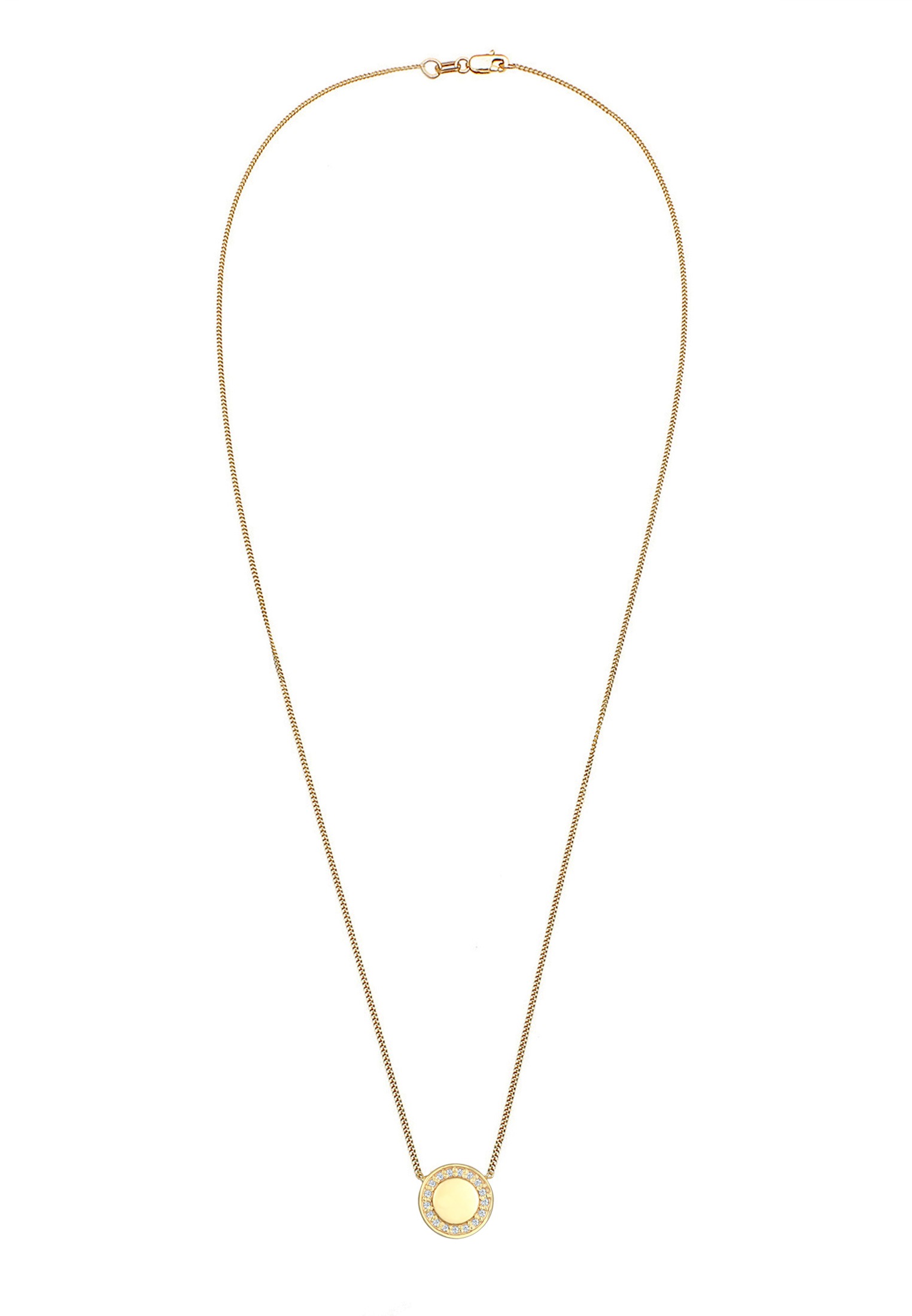 Elli DIAMONDS Collierkettchen »Panzerkette Kreis Diamant (0.085 ct.)375 Gelbgold«