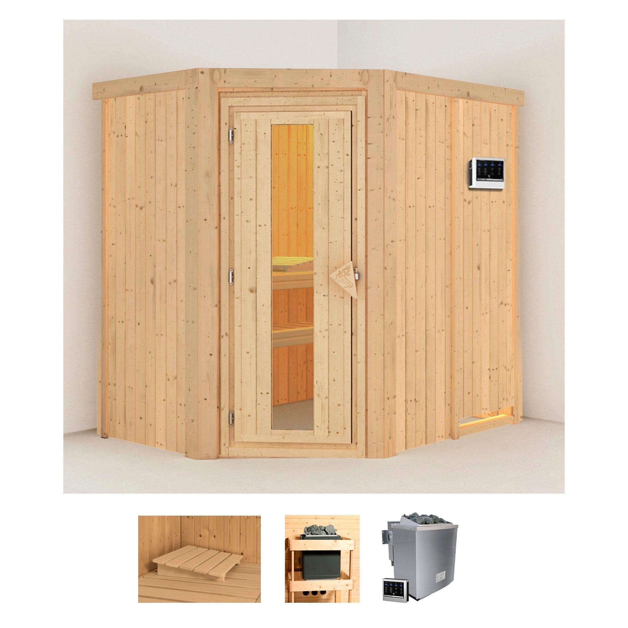 Karibu Sauna "Clara" Set, Ofen 9 kW Bio externe Strg easy